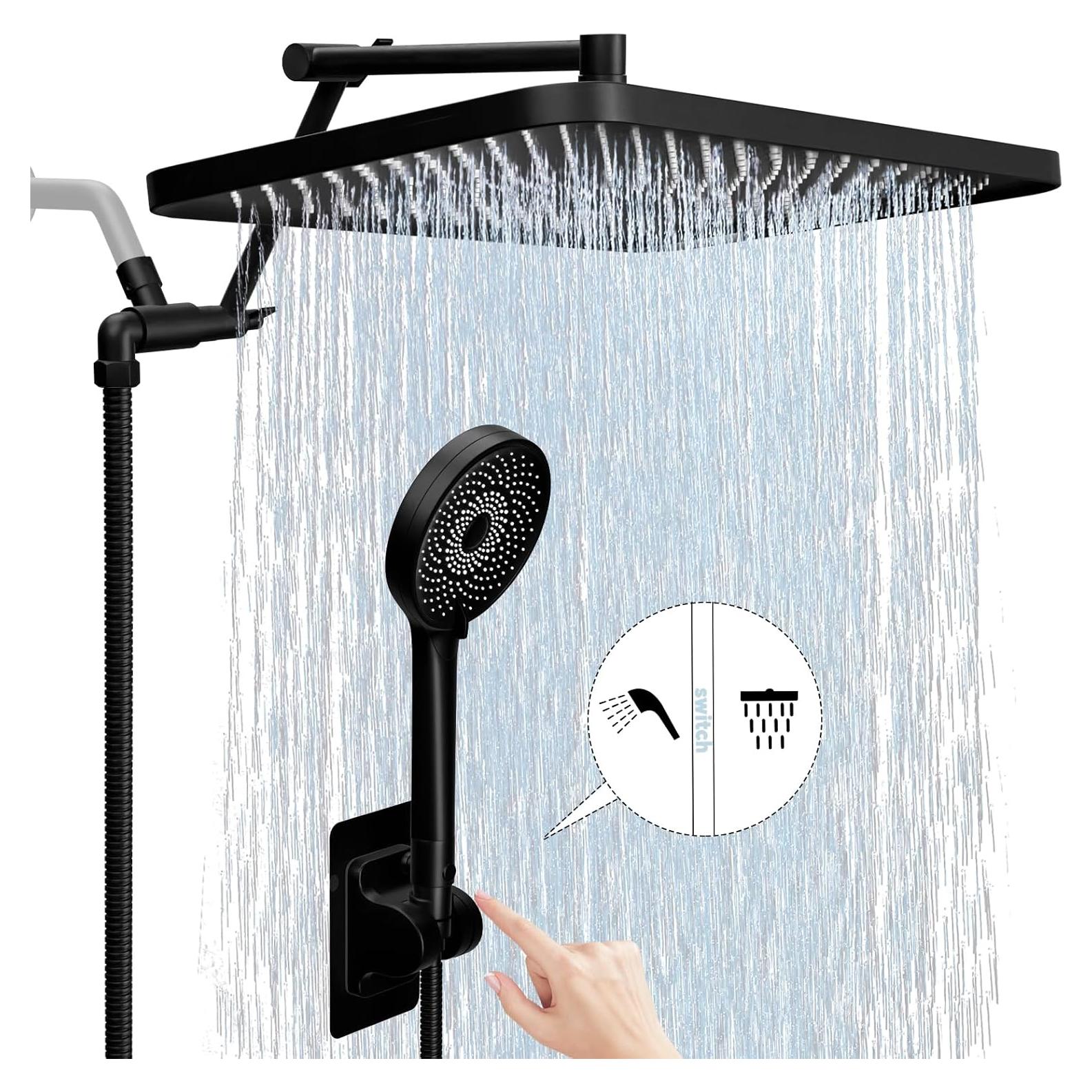 Cabezal de Ducha de Lluvia MINGOR-Style 33 cm con Rociador de Mano 3 Modos