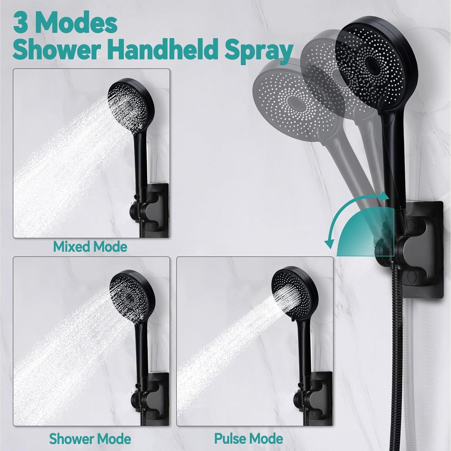 Cabezal de Ducha de Lluvia MINGOR-Style 33 cm con Rociador de Mano 3 Modos