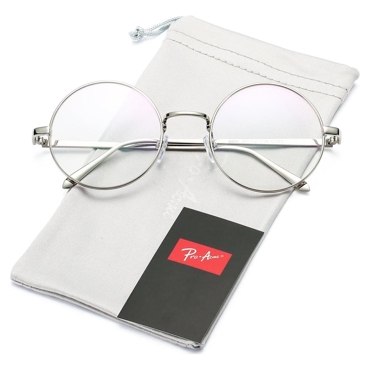 Gafas Retro Pro Acme Metal Redondas con Lentes Transparentes