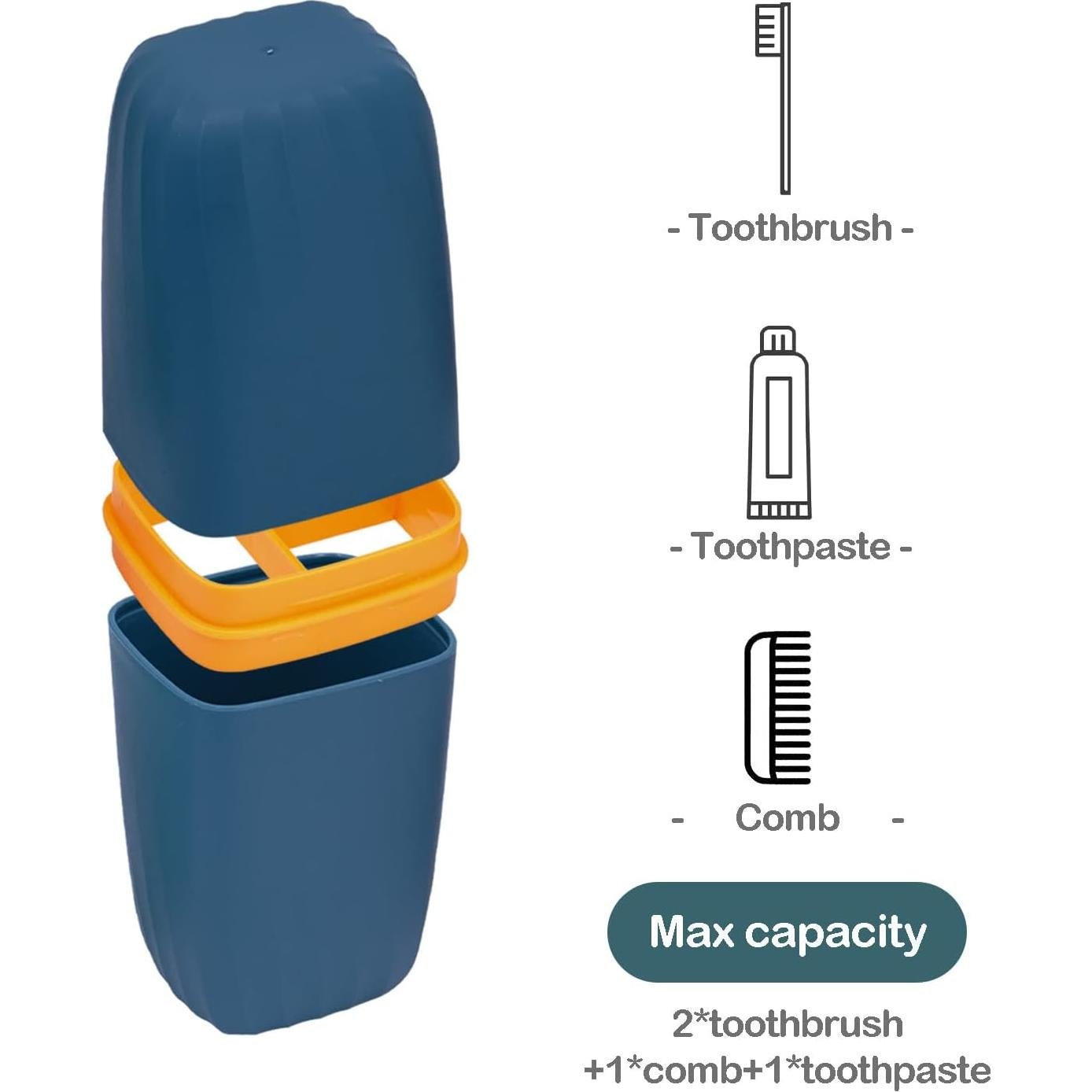 Soporte de Cepillo de Dientes Jeopace Azul Portátil 2 Tazas
