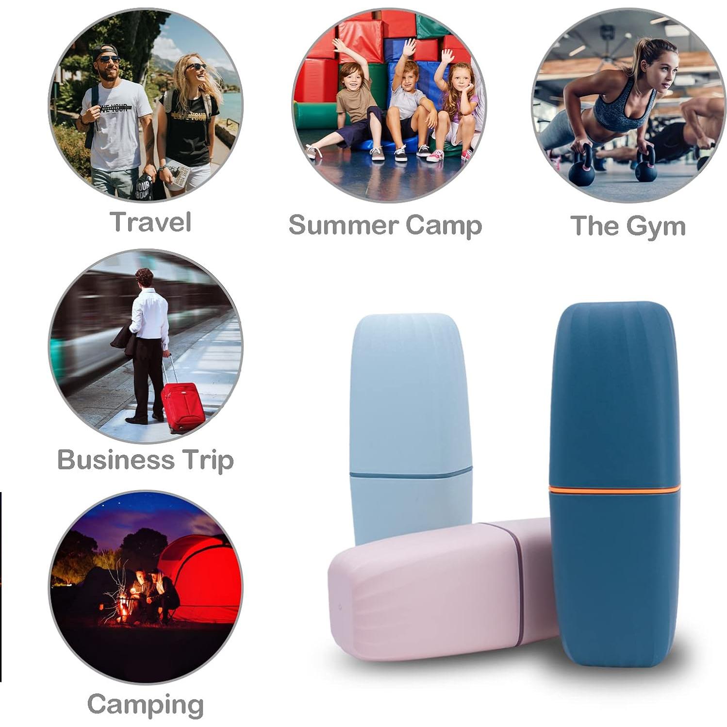 Soporte de Cepillo de Dientes Jeopace Azul Portátil 2 Tazas