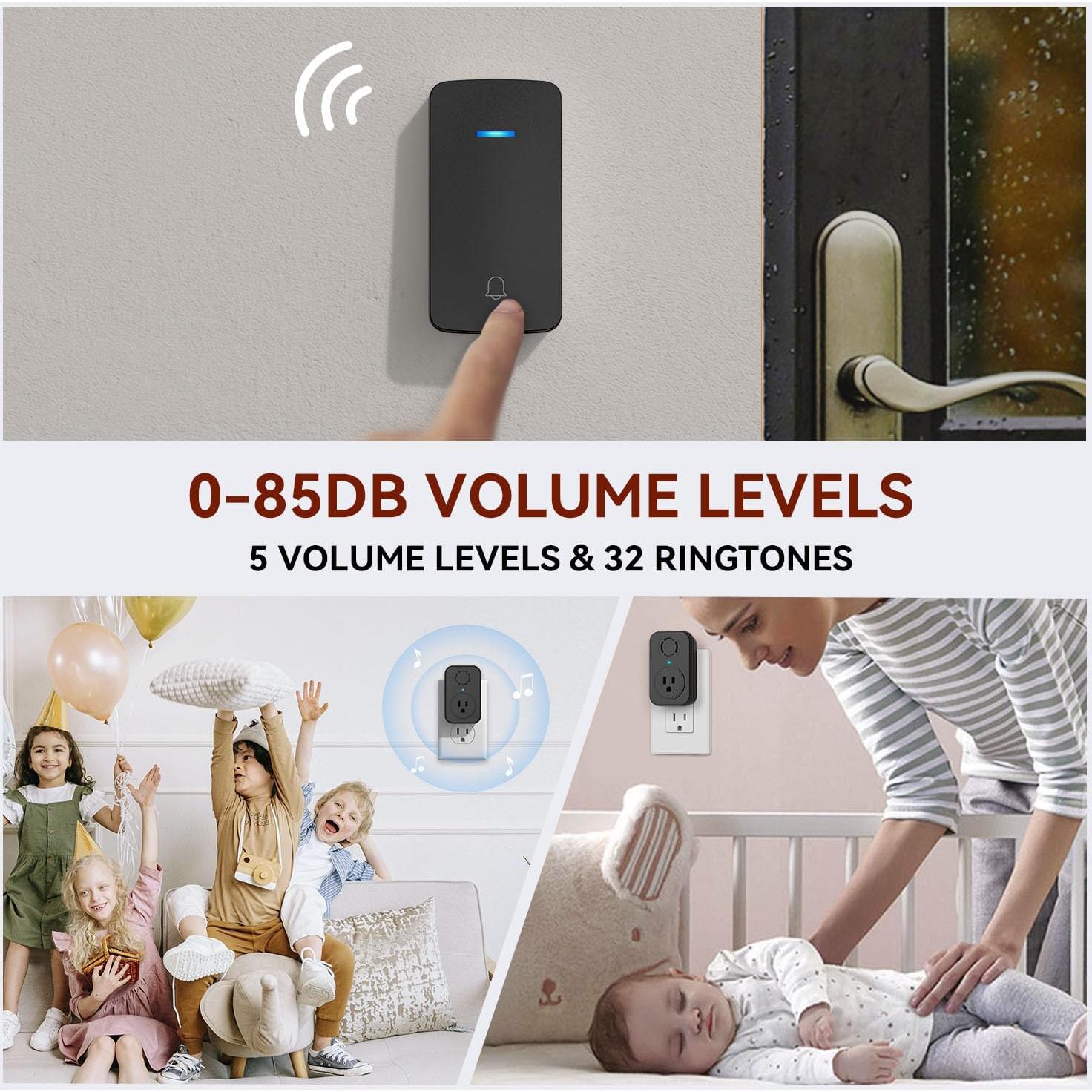 Timbre Inalámbrico AIDA Autopropulsado 2 Botones Negro