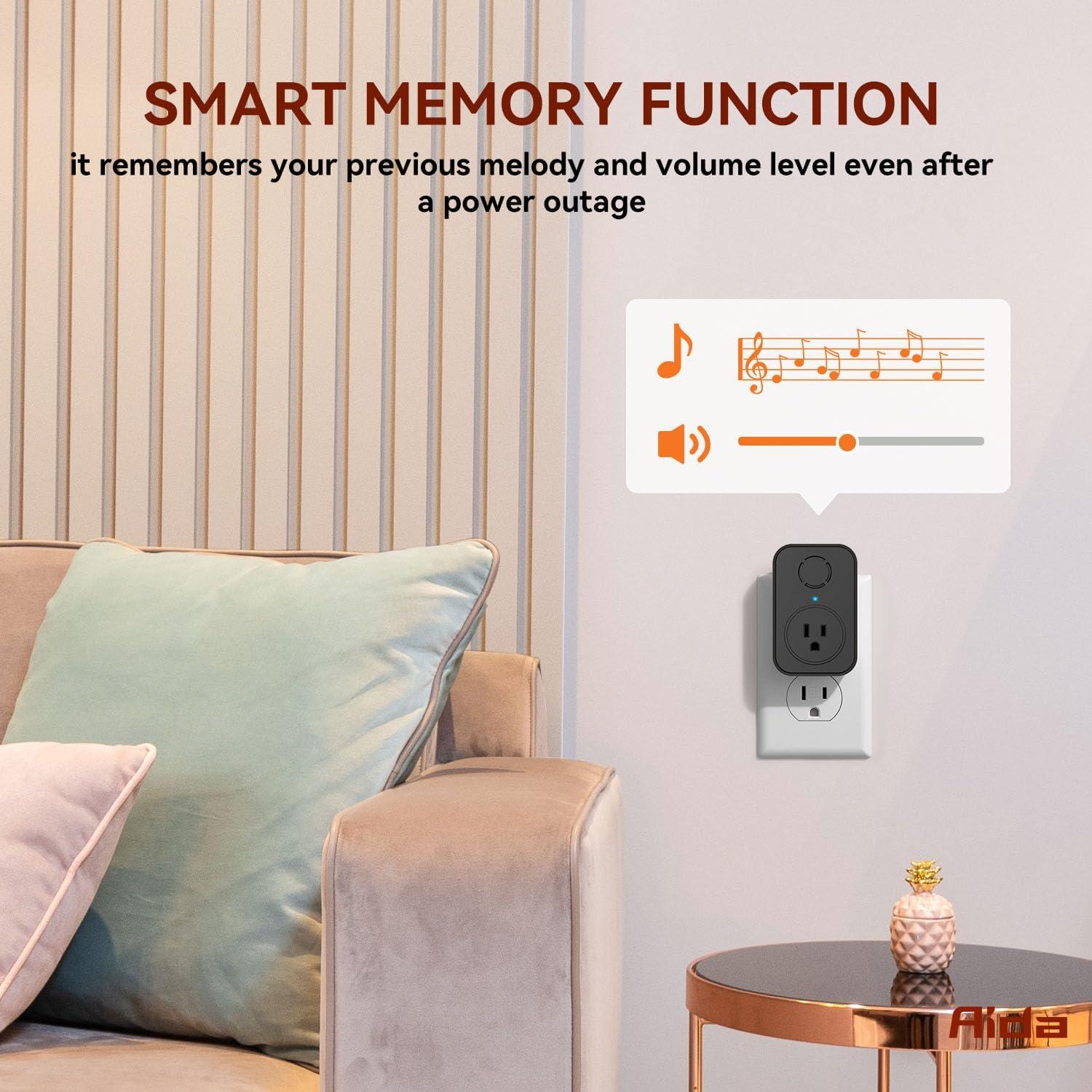 Timbre Inalámbrico AIDA Autopropulsado 2 Botones Negro