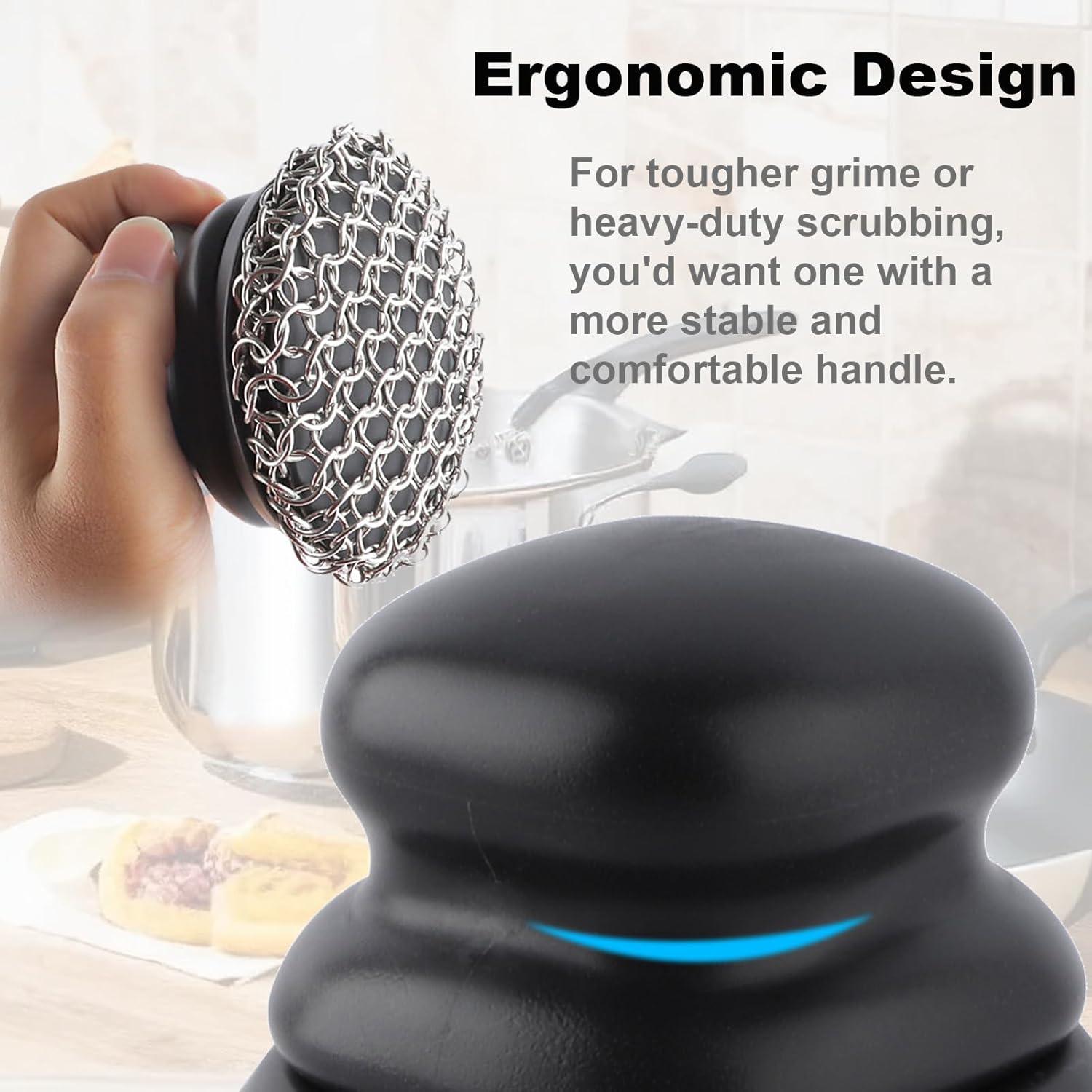 Estropajo Limpiador de Hierro Fundido SEFONE con Mango Ergonómico