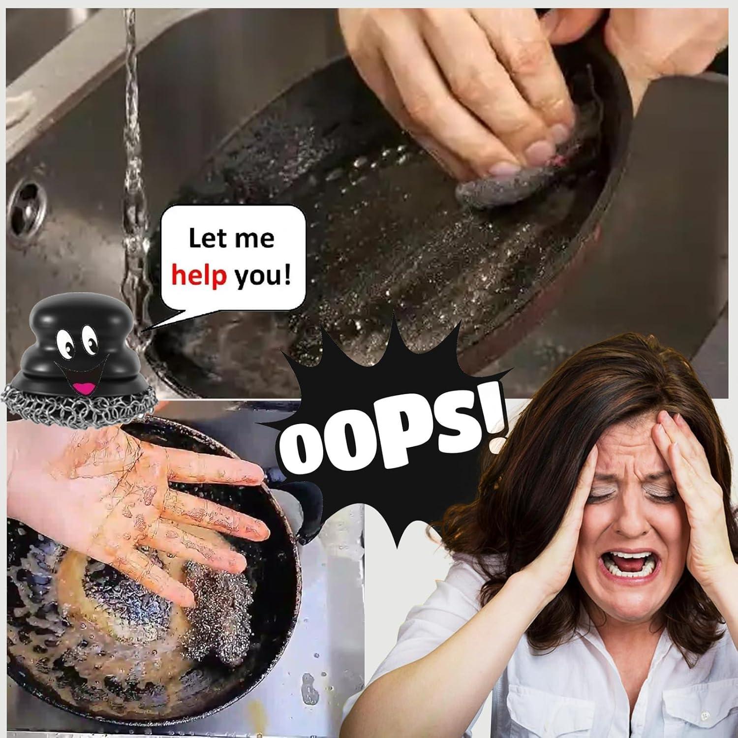 Estropajo Limpiador de Hierro Fundido SEFONE con Mango Ergonómico