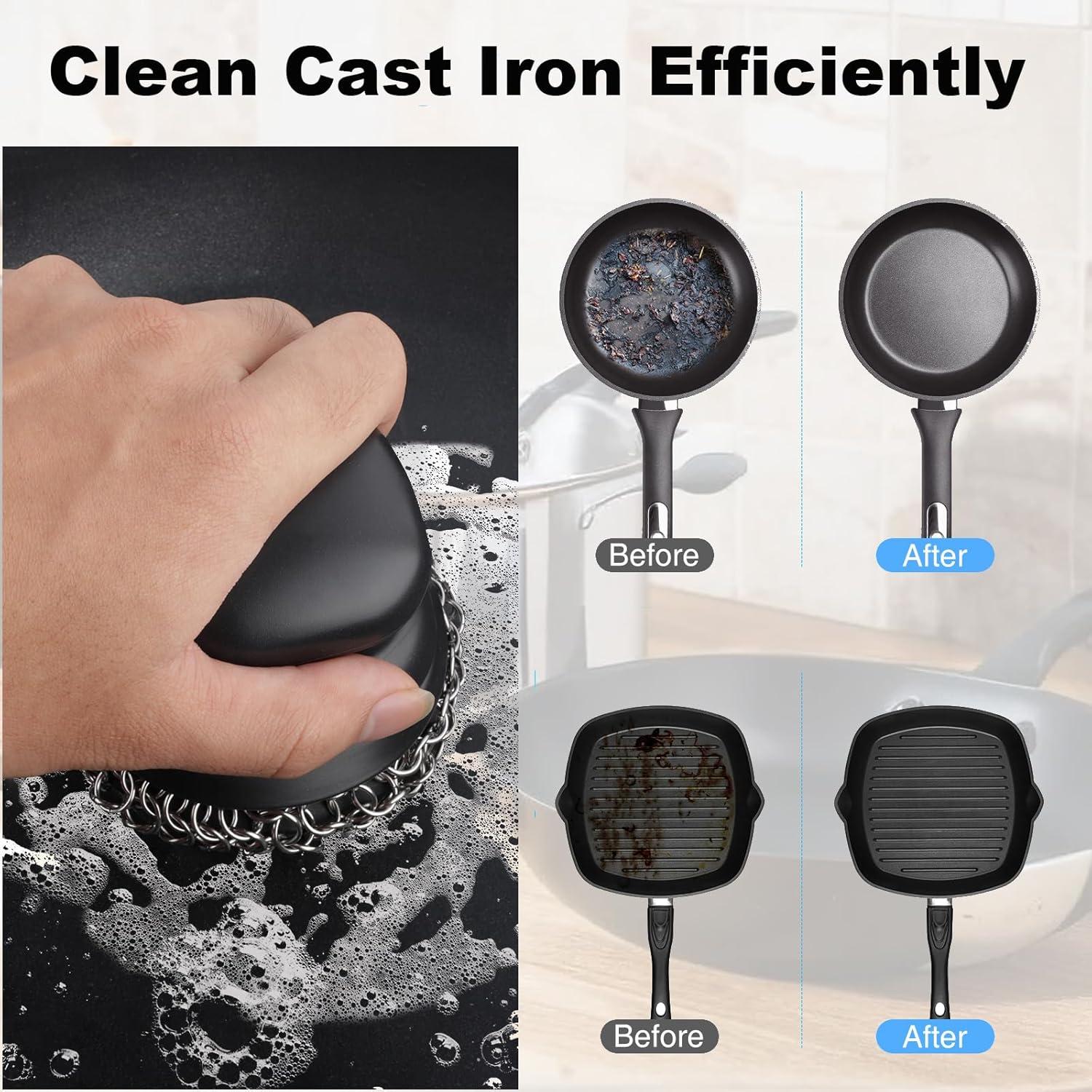 Estropajo Limpiador de Hierro Fundido SEFONE con Mango Ergonómico