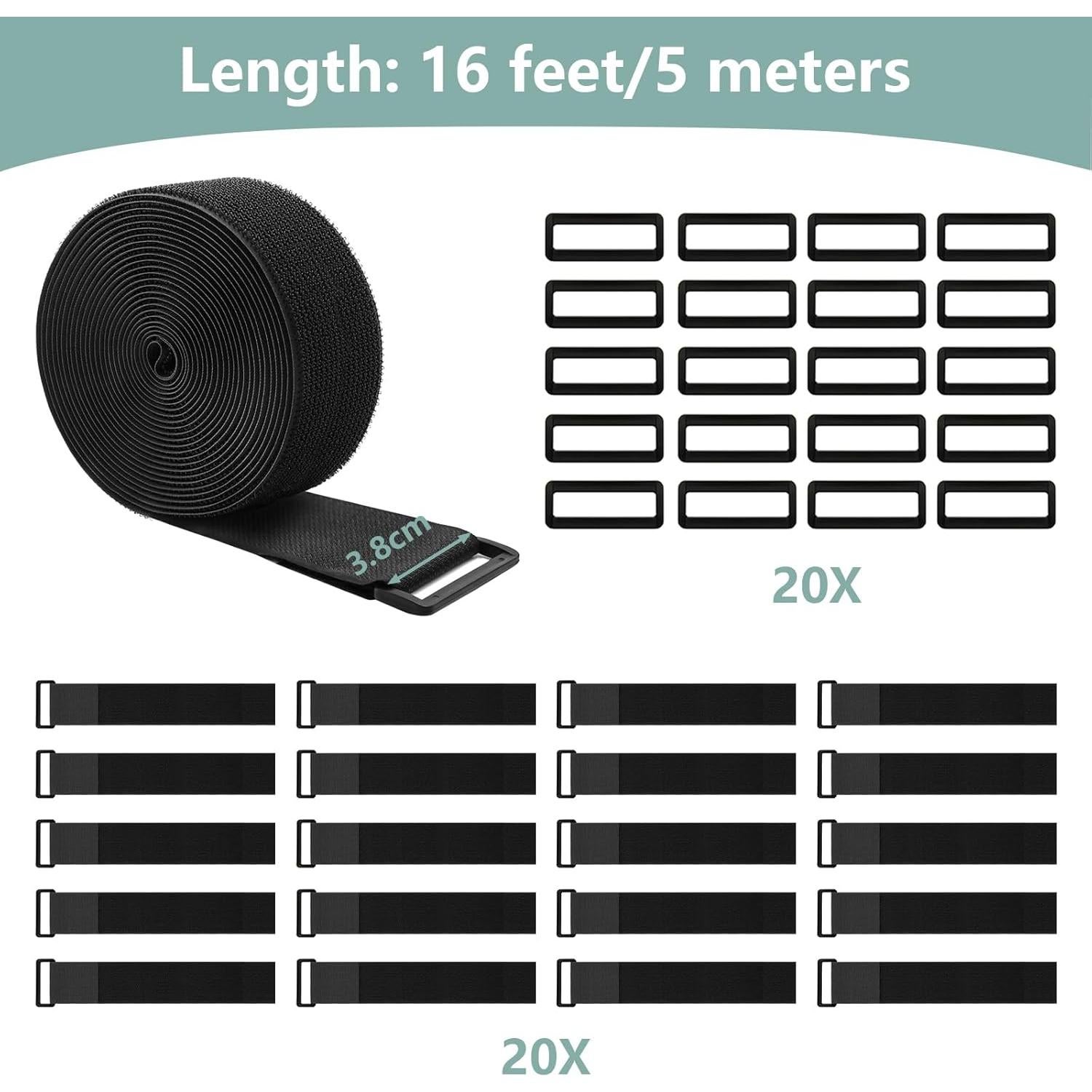 Cintas de Nylon WSZJINB 1.5" x 4.88m con 20 Hebillas