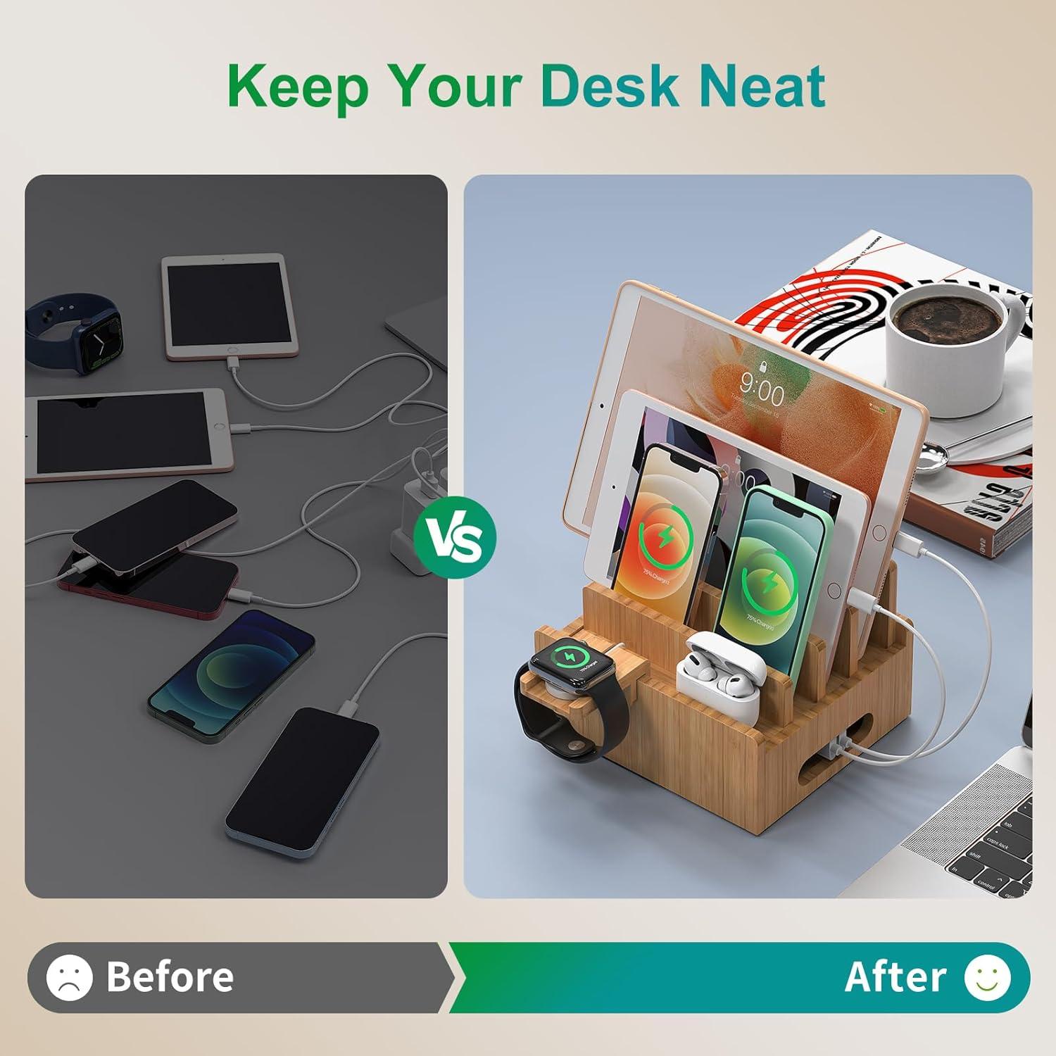 Estación de Carga de Bambú Pezin & Hulin con 5 Cables