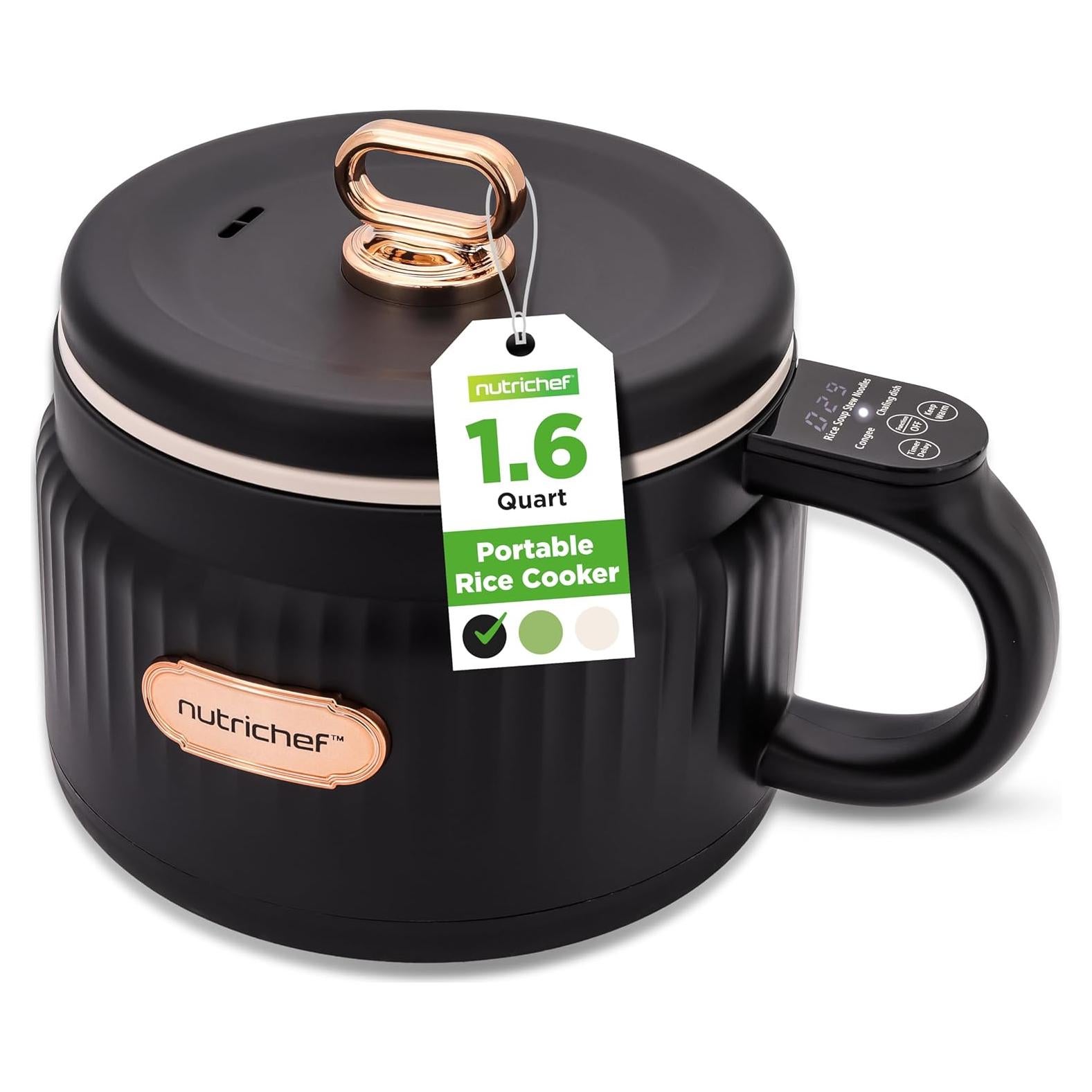 Cocedor de Arroz Eléctrico NutriChef 1.6L Negro - 6 Funciones