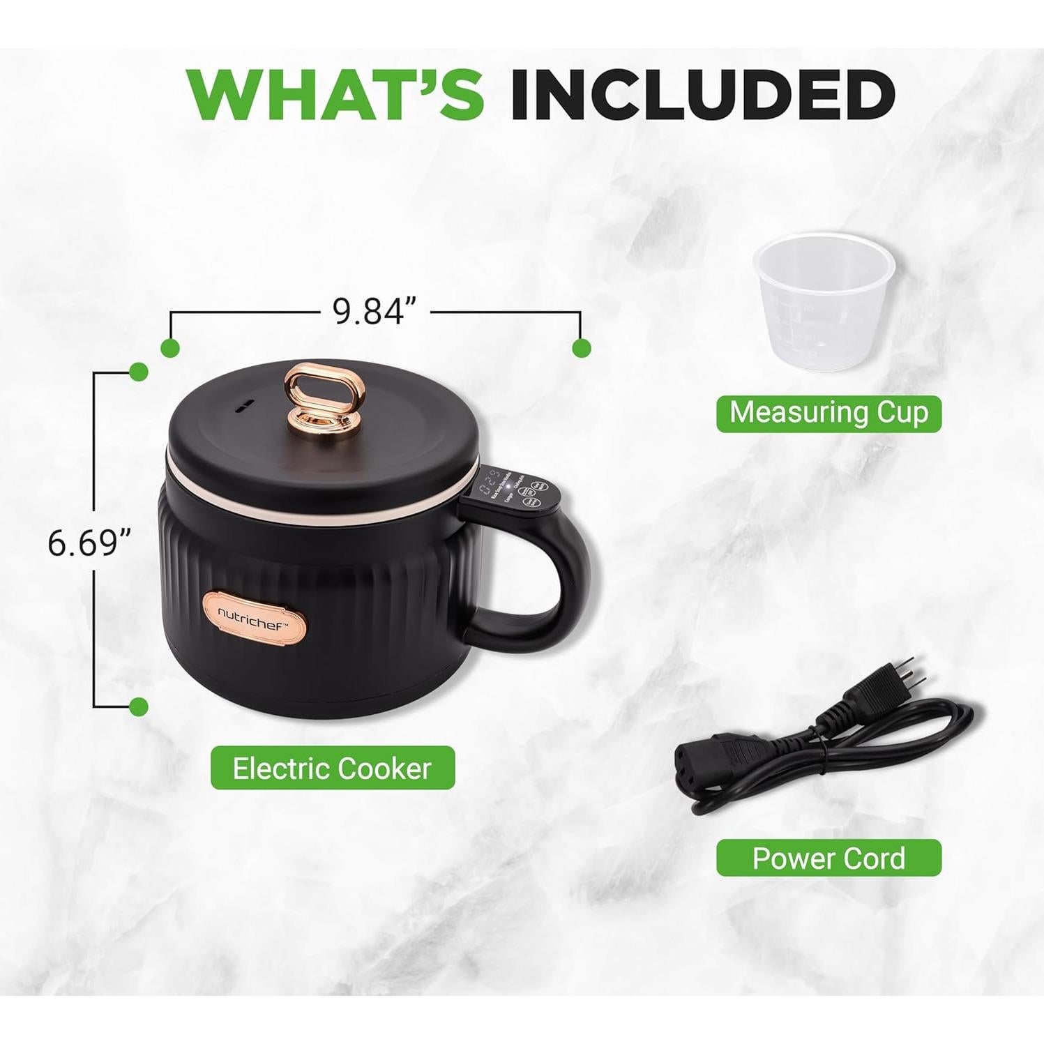 Cocedor de Arroz Eléctrico NutriChef 1.6L Negro - 6 Funciones