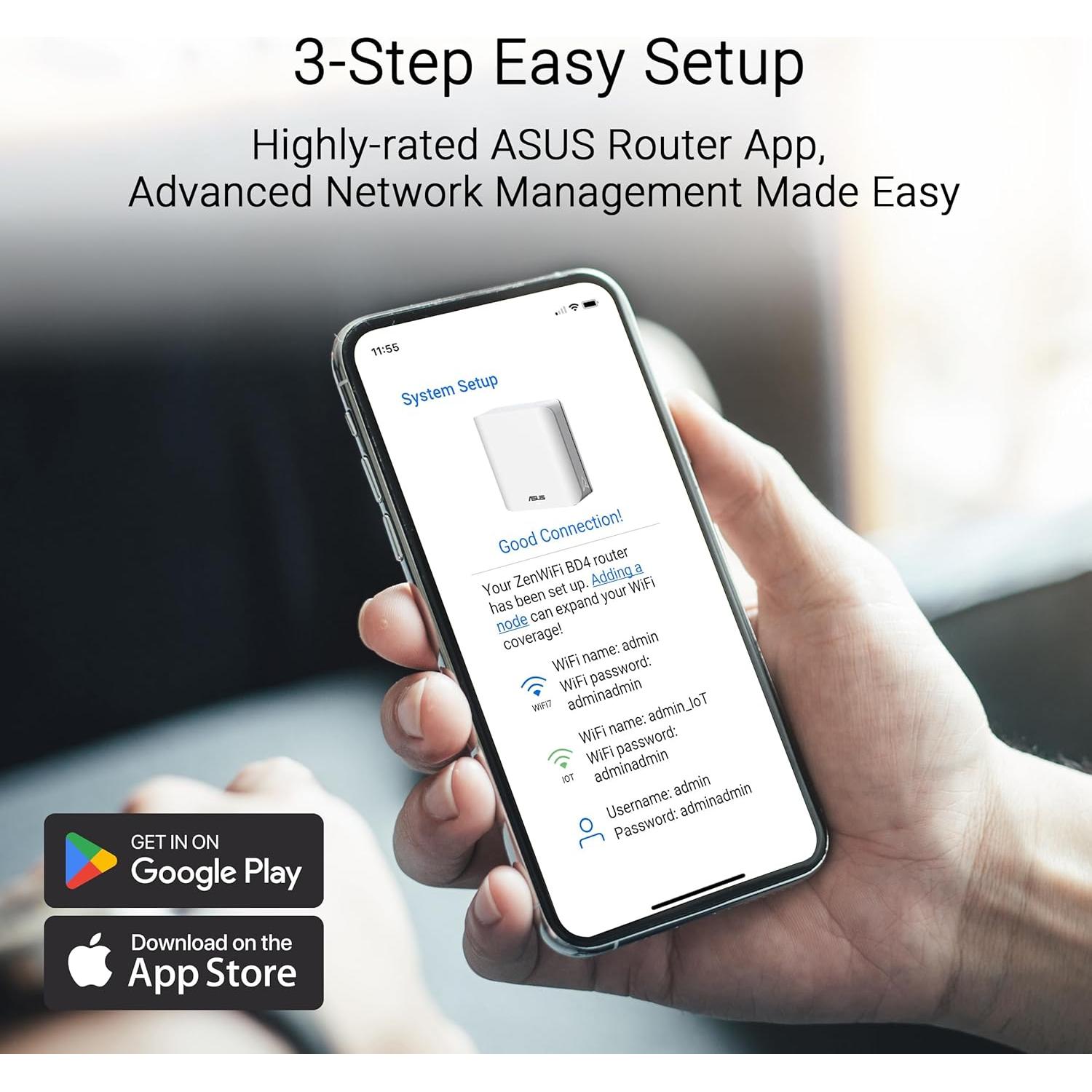 ASUS ZenWiFi BD4 Doble Banda WiFi 7 Mesh 3600 Mbps 2-Pack