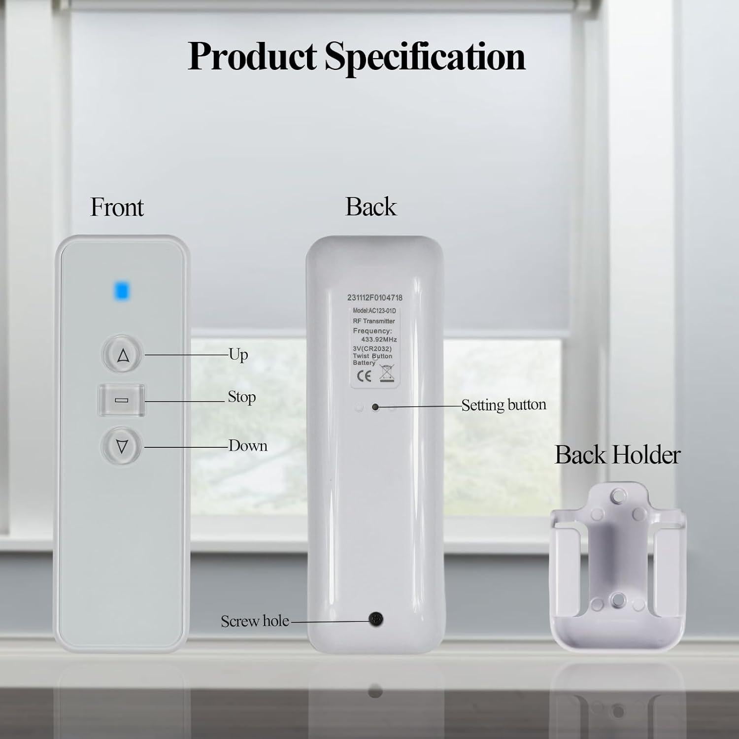 Control Remoto Inalámbrico KOCOZA AC123-01 para Persianas