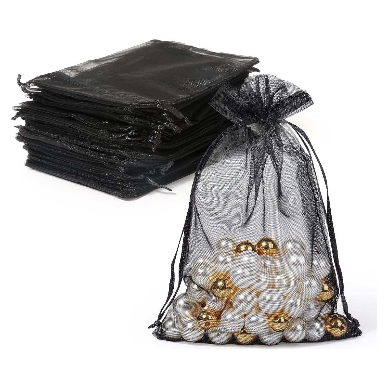 Bolsas de Organza Premium ENNIYU 10x15 cm 100 Piezas Negro