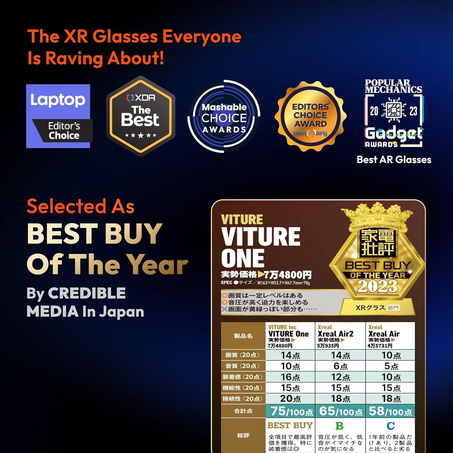 Gafas VITURE One Lite XR, 55 PPD, Sonido Harman, Ajustes Miopía