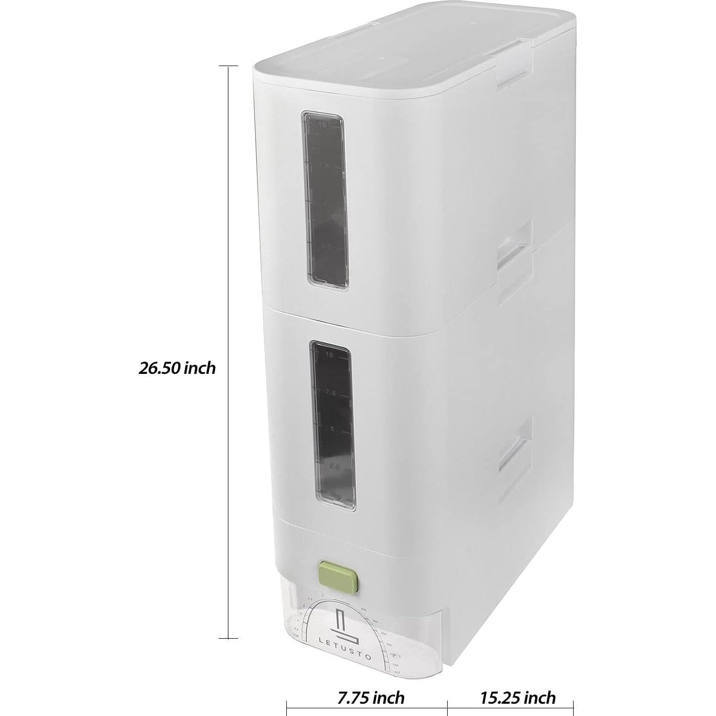 Dispensador de Arroz Letusto - Extensión de Cubo 26L para Alimentos