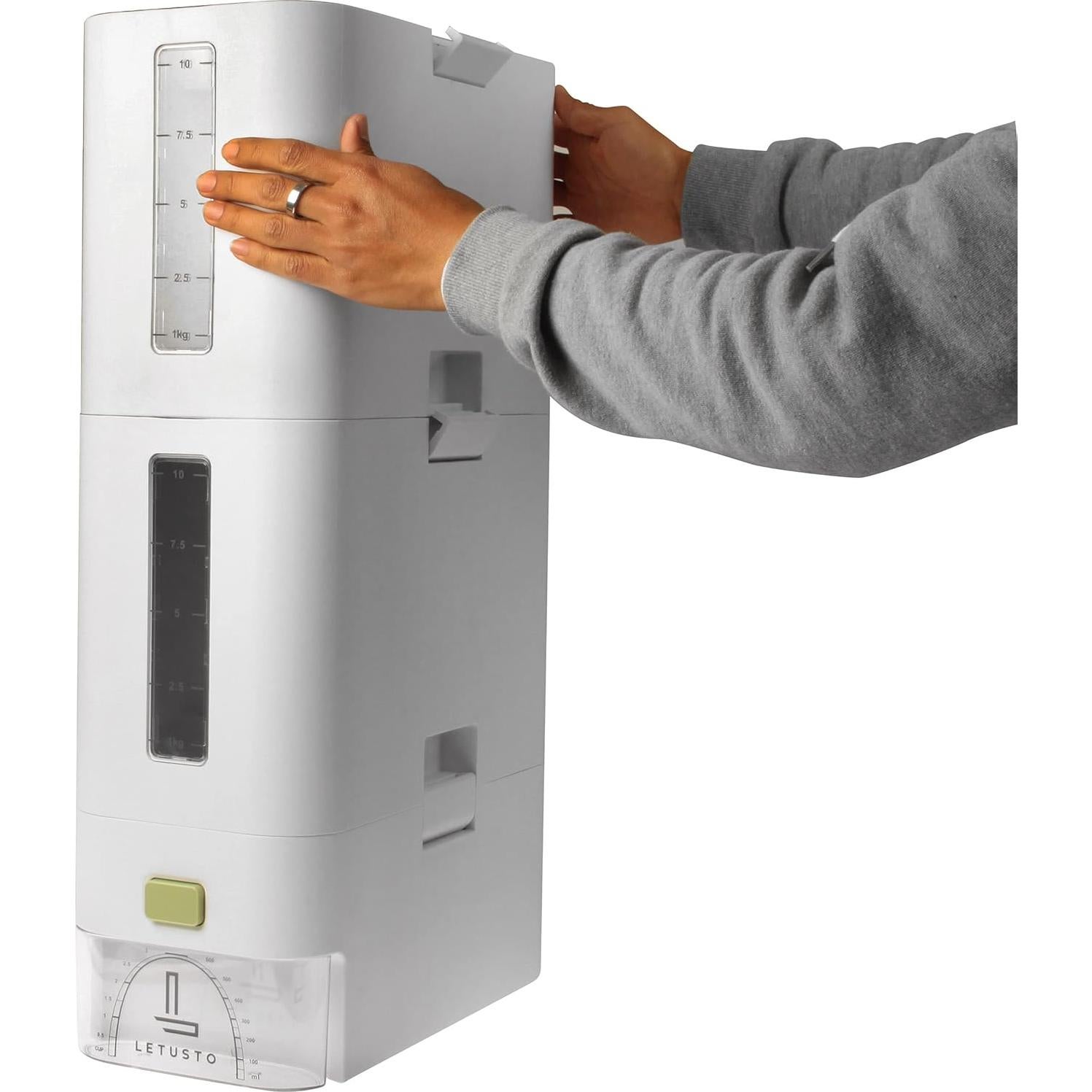 Dispensador de Arroz Letusto - Extensión de Cubo 26L para Alimentos