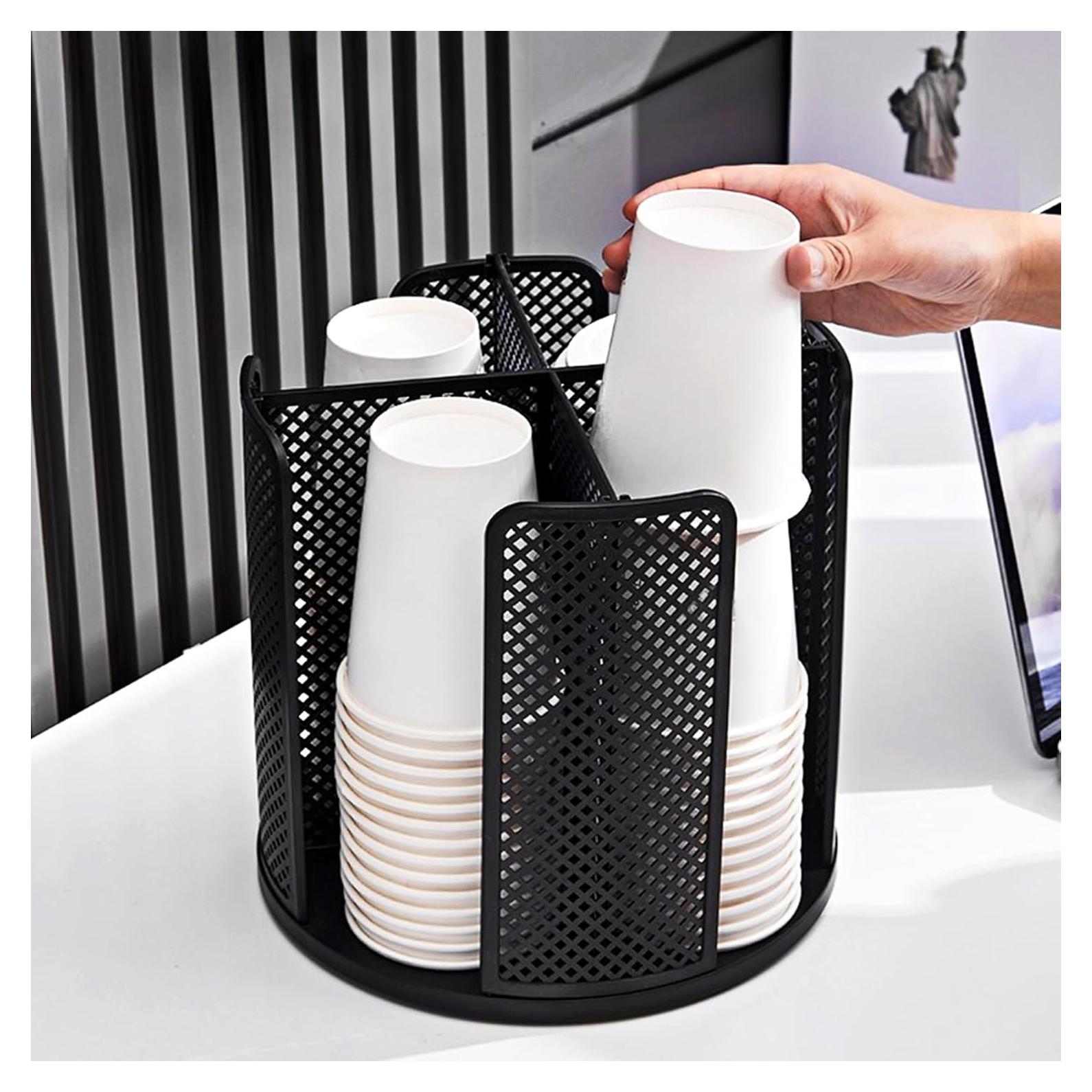 Dispensador de Tazas de Papel Rotatorio Ubamdom Negro 23.5x22x21.9cm