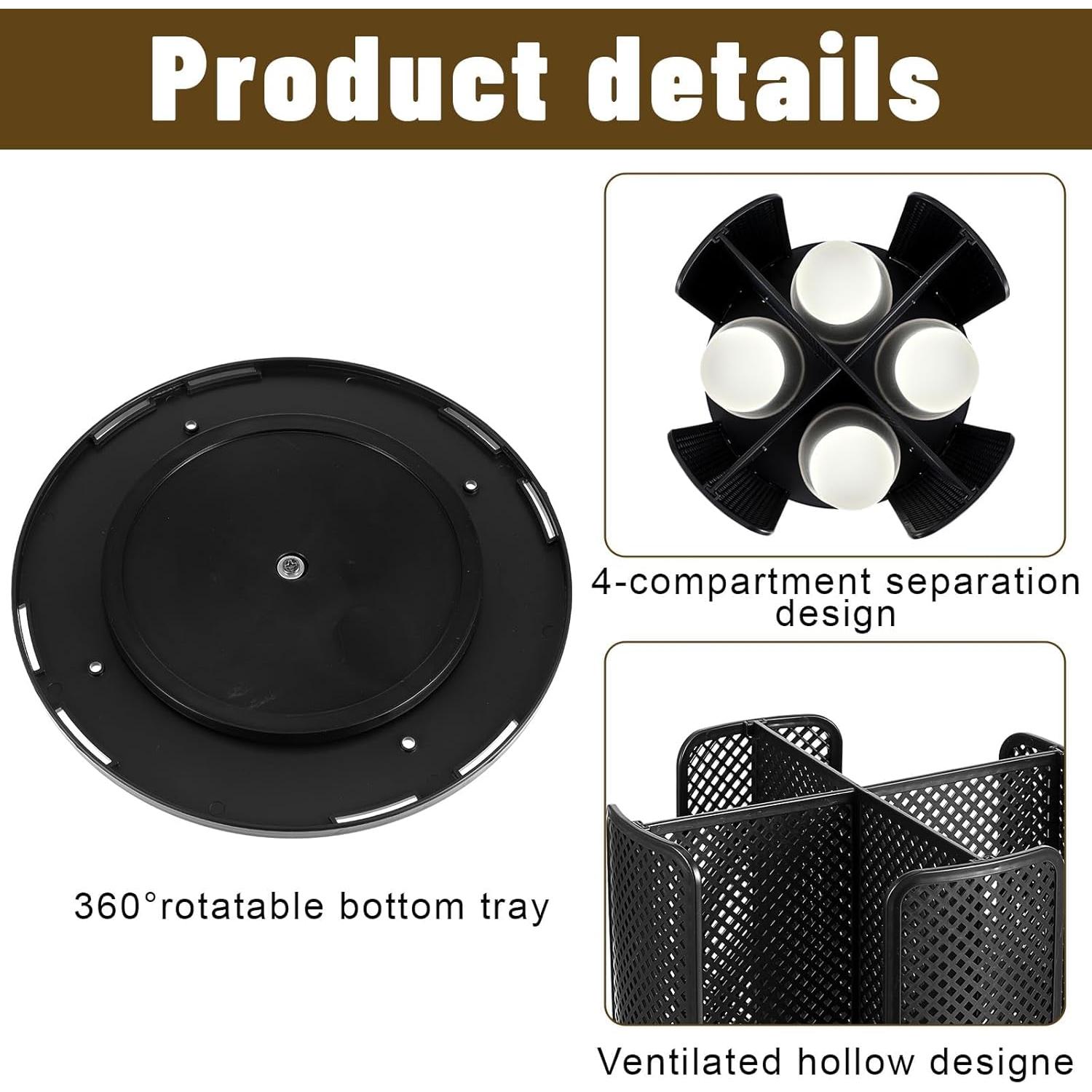 Dispensador de Tazas de Papel Rotatorio Ubamdom Negro 23.5x22x21.9cm