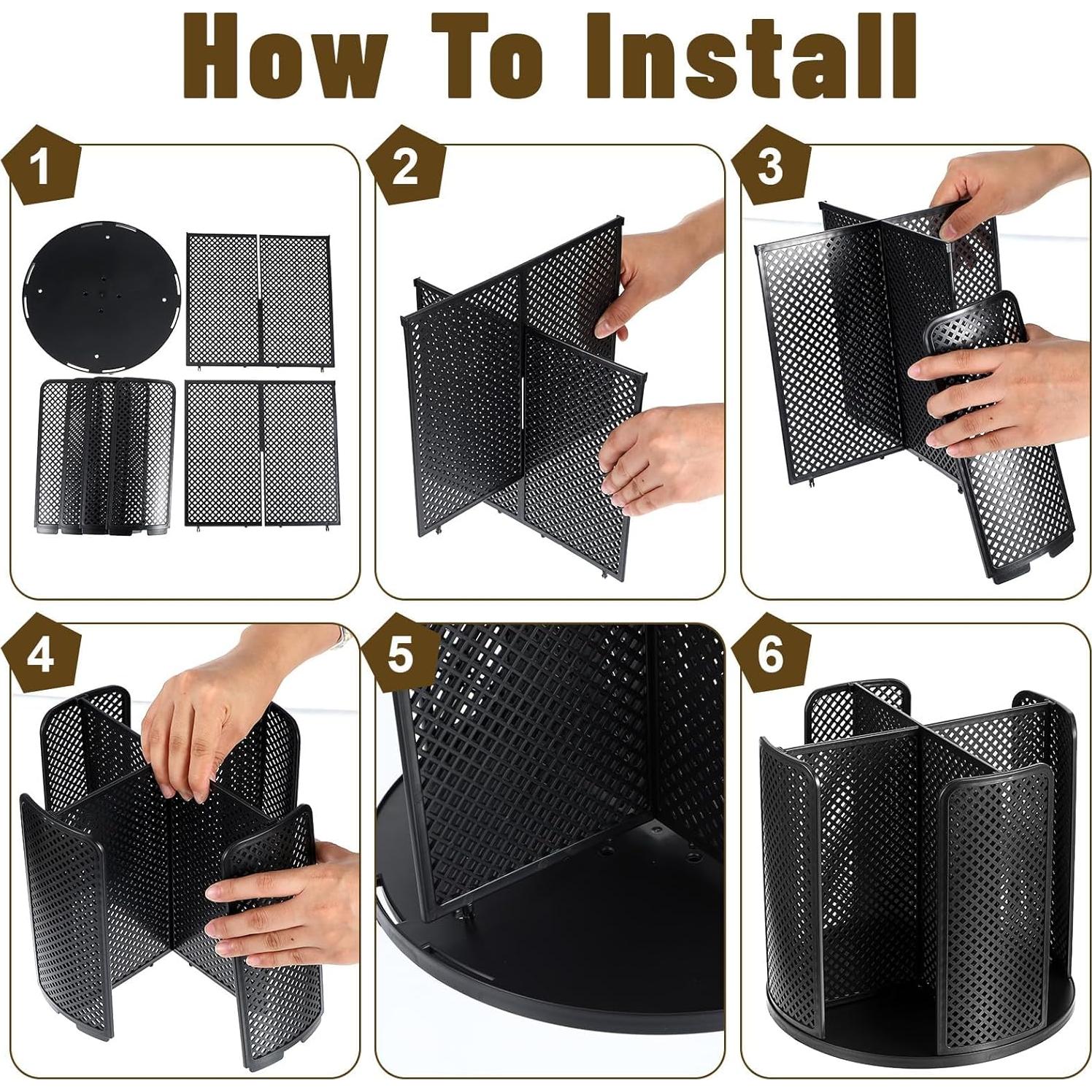 Dispensador de Tazas de Papel Rotatorio Ubamdom Negro 23.5x22x21.9cm