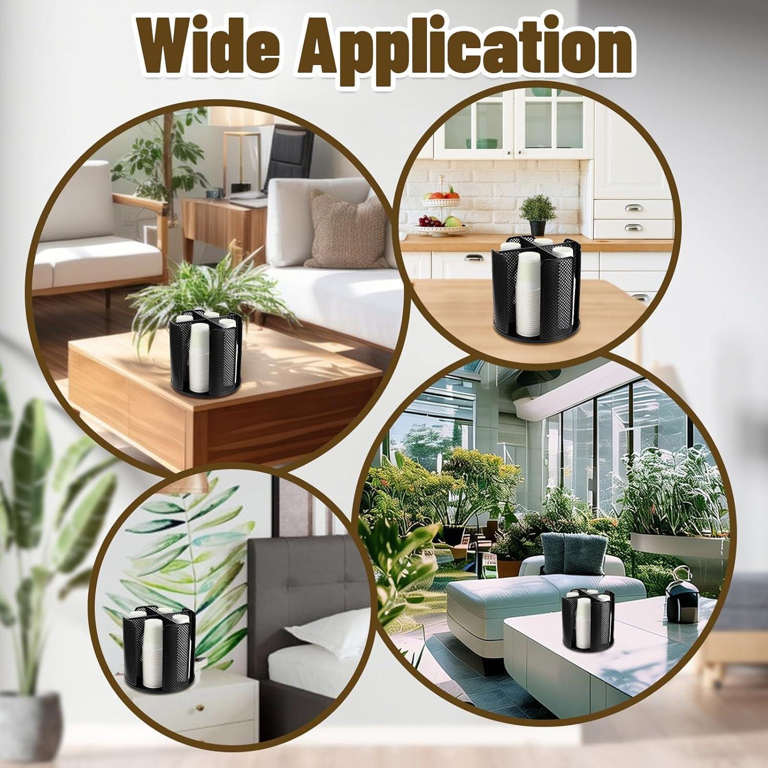 Dispensador de Tazas de Papel Rotatorio Ubamdom Negro 23.5x22x21.9cm