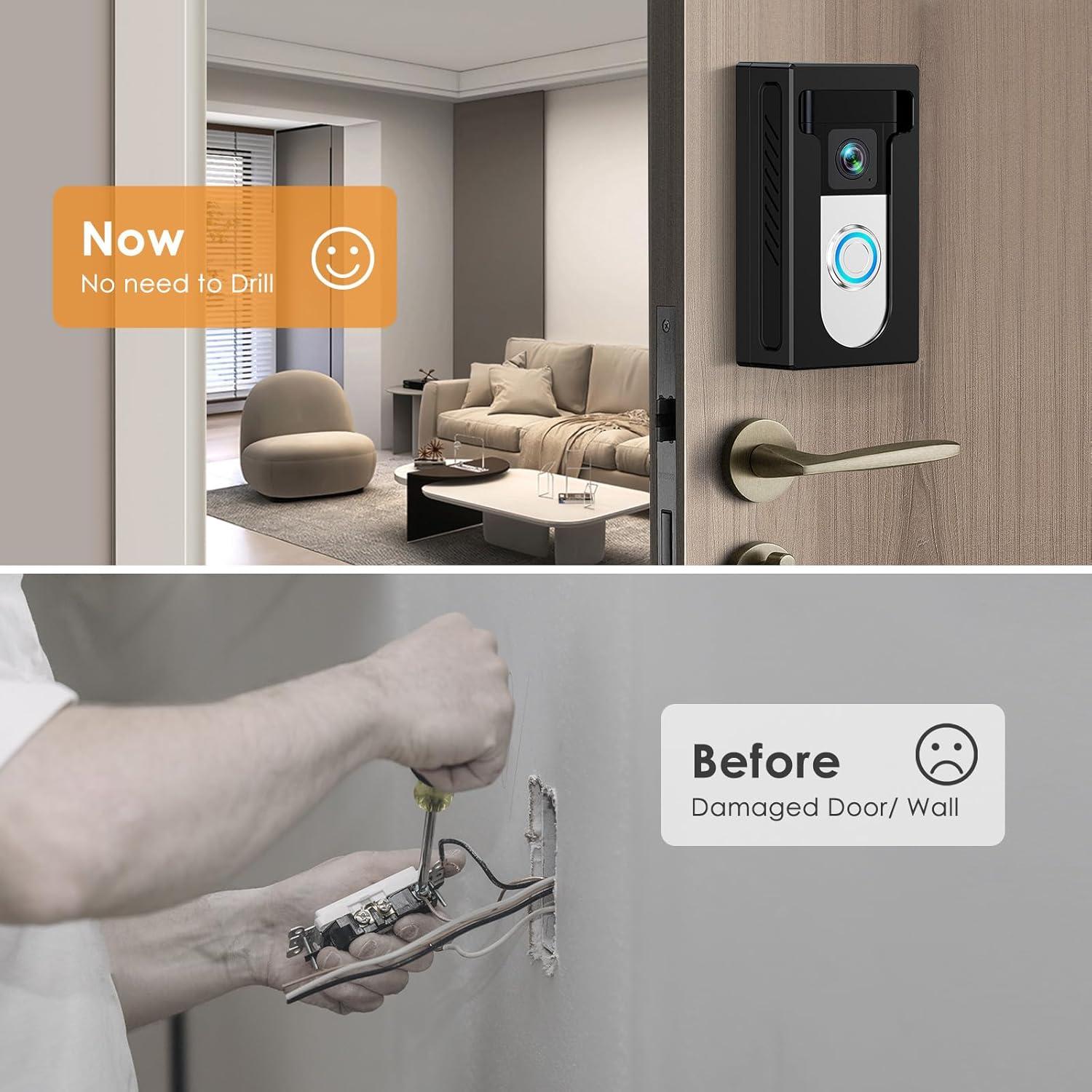 Soporte adhesivo para timbre de video QIBOX compatible con Ring y Blink