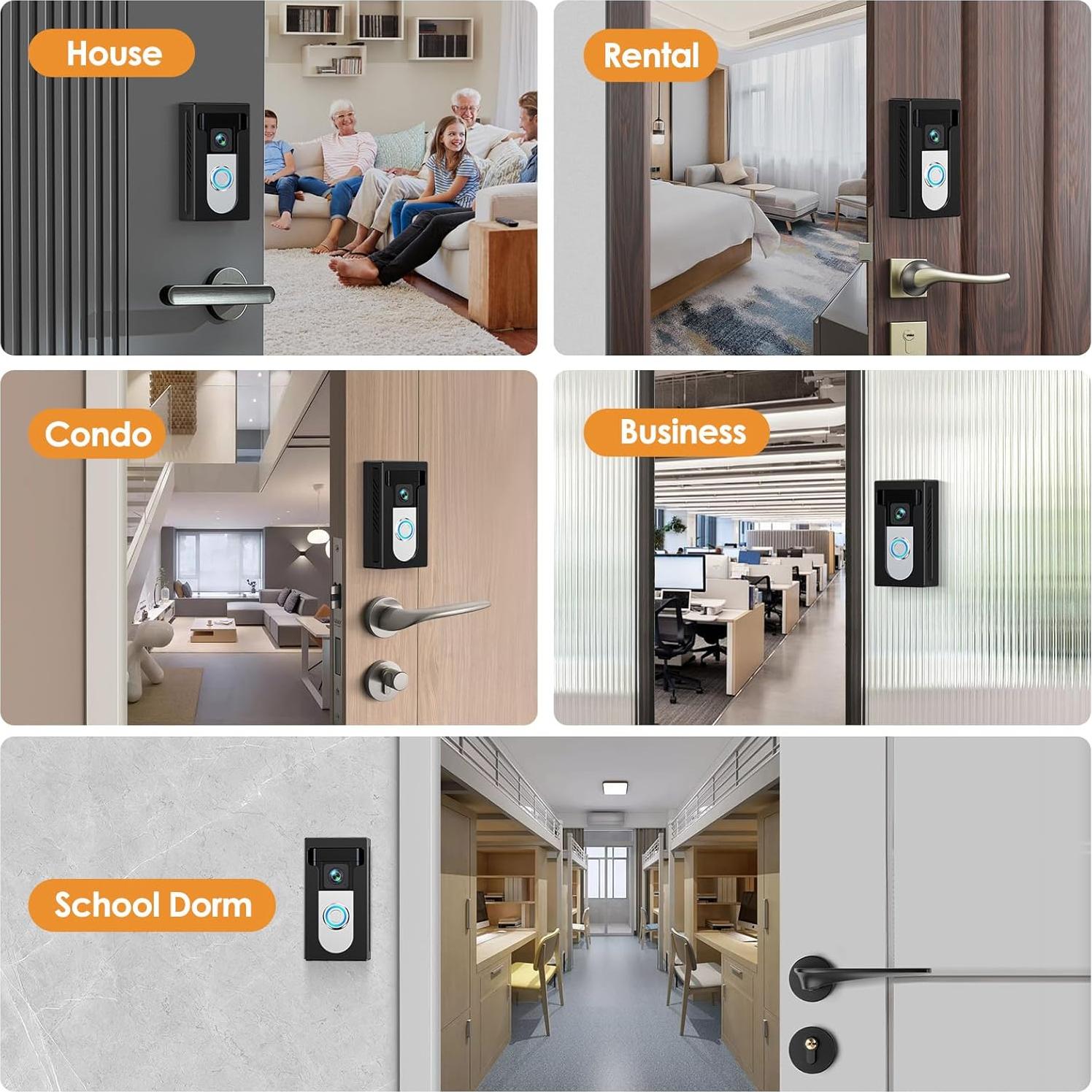 Soporte adhesivo para timbre de video QIBOX compatible con Ring y Blink