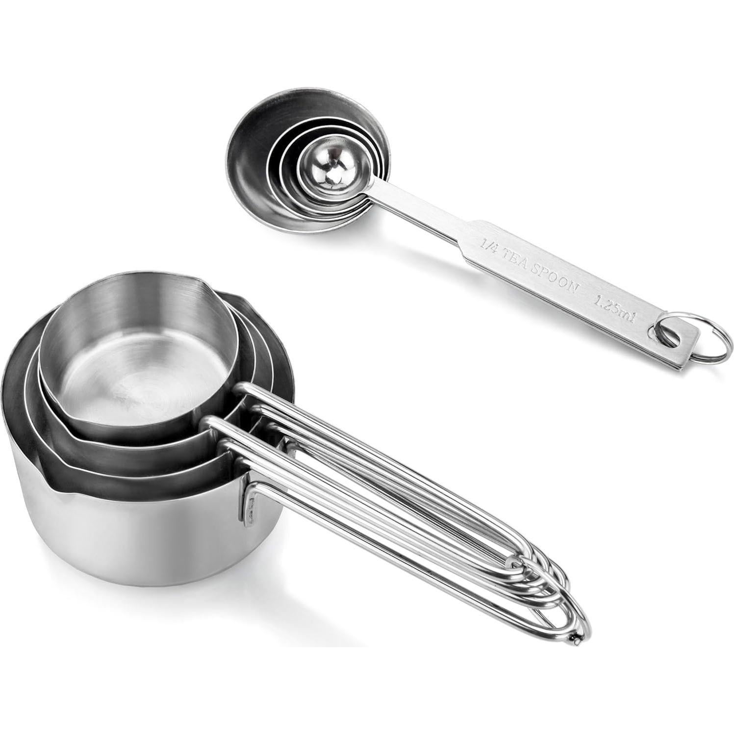 Conjunto de Tazas y Cucharas Medidoras Acero Inoxidable 8 Piezas New Star