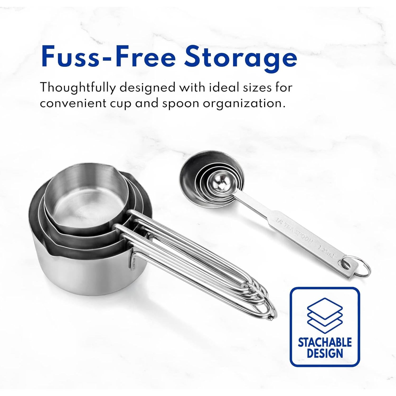 Conjunto de Tazas y Cucharas Medidoras Acero Inoxidable 8 Piezas New Star