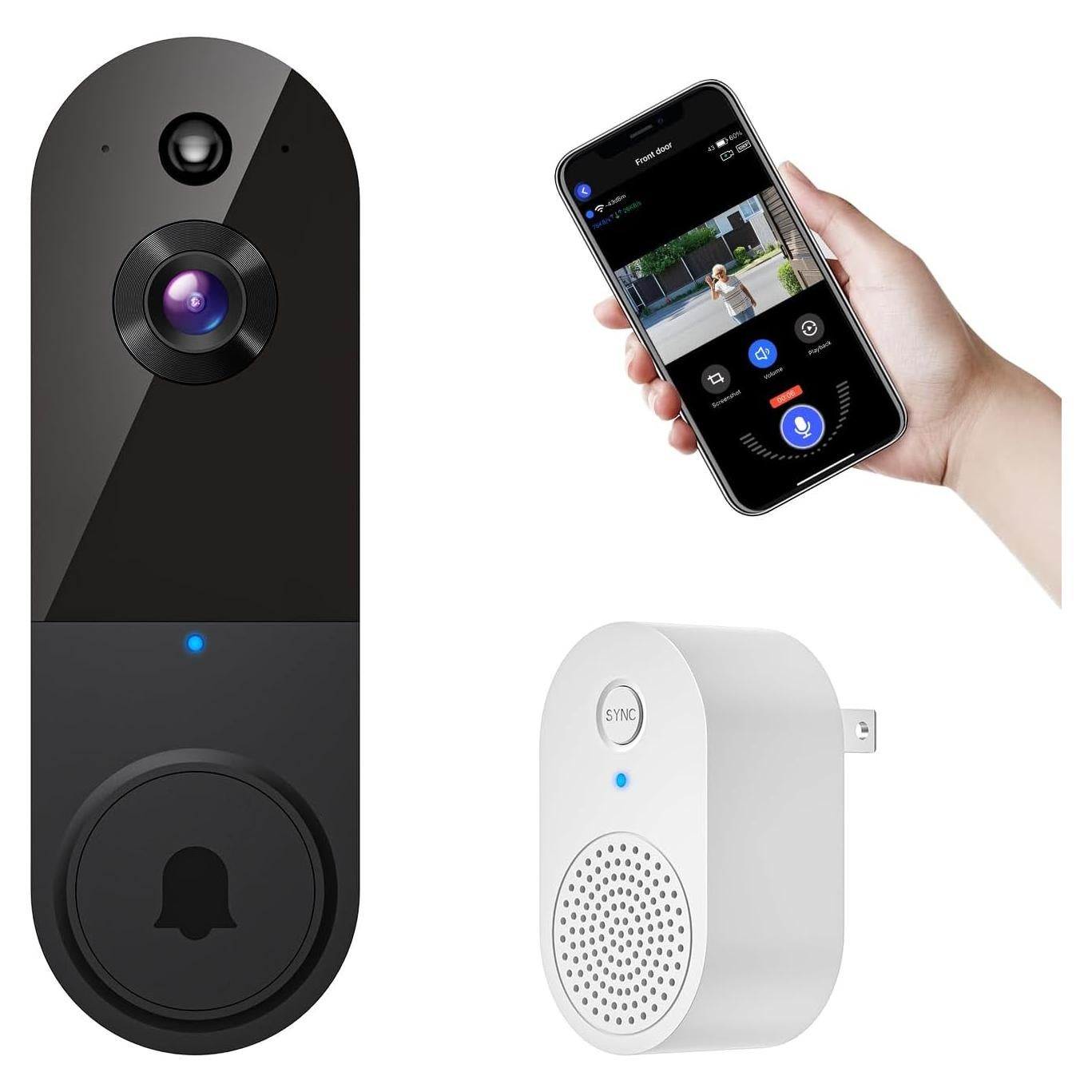 Timbre de Video Inalámbrico MeshSear T50 1080p con Receptor