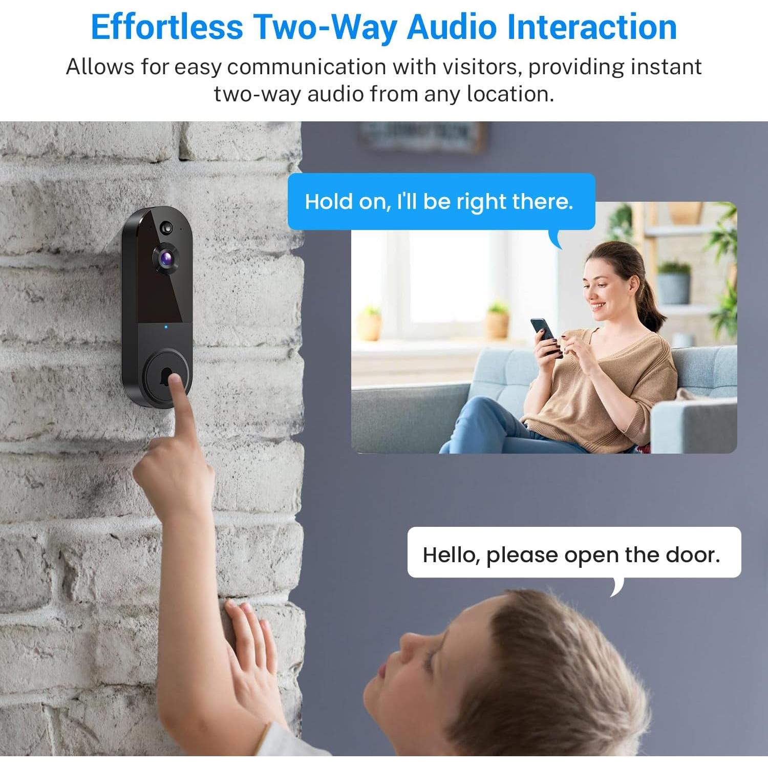 Timbre de Video Inalámbrico MeshSear T50 1080p con Receptor