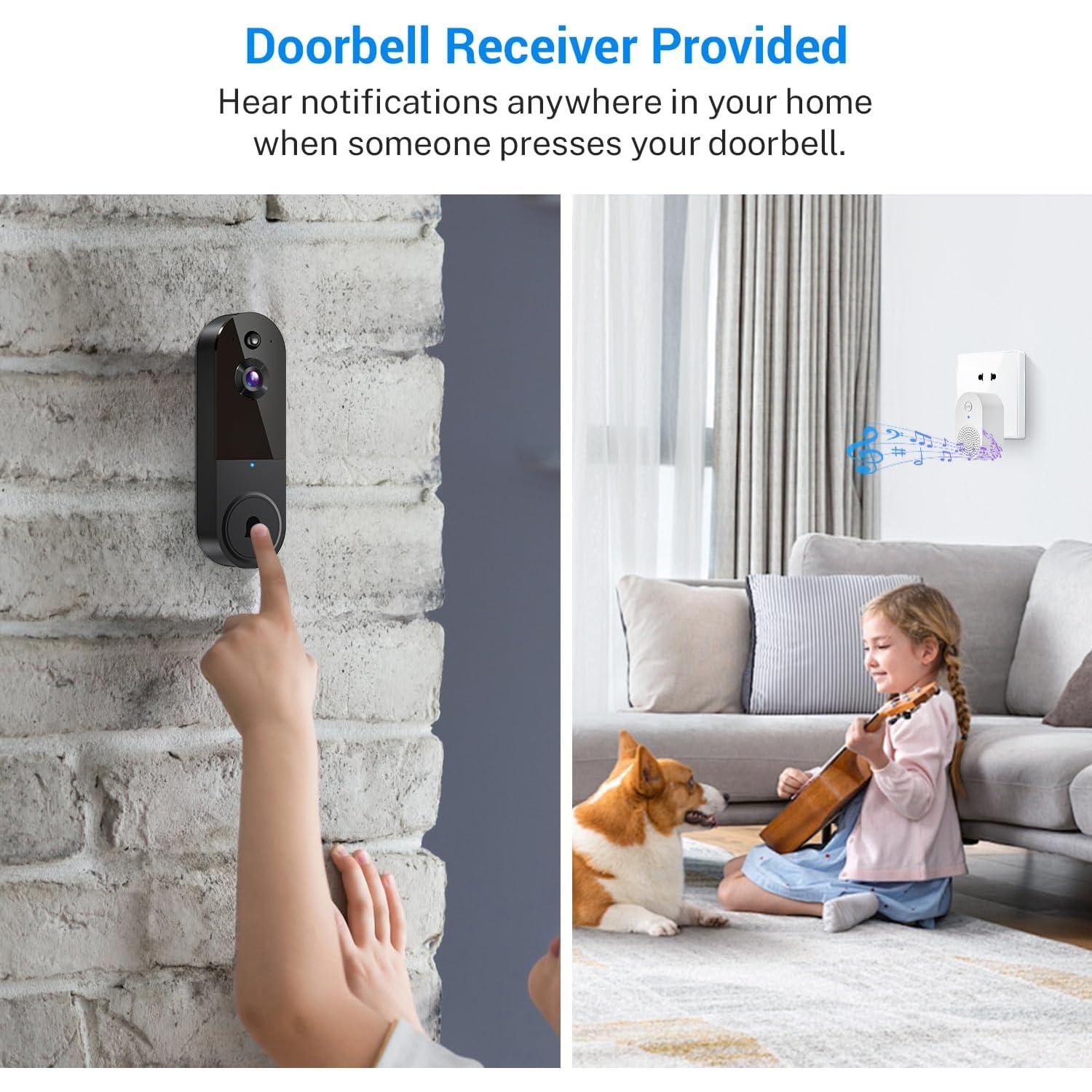 Timbre de Video Inalámbrico MeshSear T50 1080p con Receptor