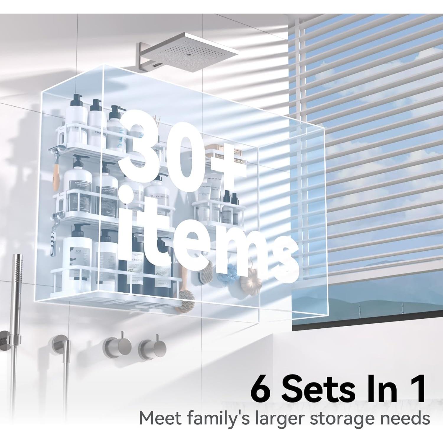 Caddy de Ducha YASONIC XL, 6 Piezas, Resistente al Óxido