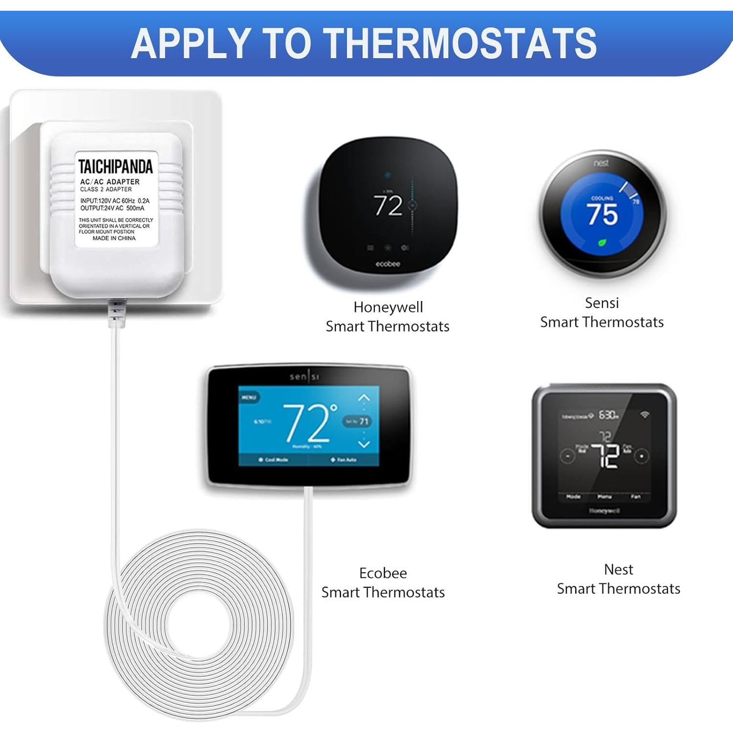 Transformador 24V TAICHIPANDA para Termostatos y Timbres