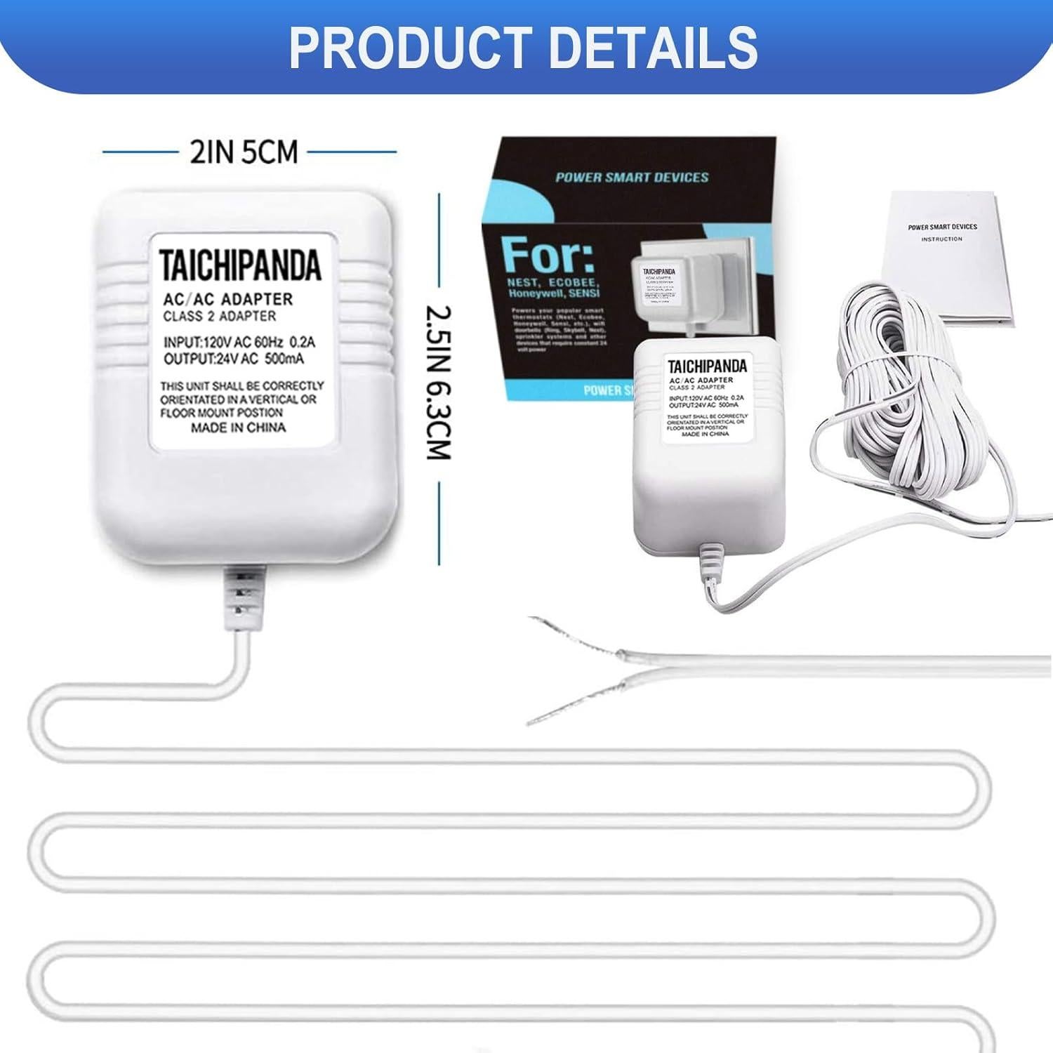 Transformador 24V TAICHIPANDA para Termostatos y Timbres