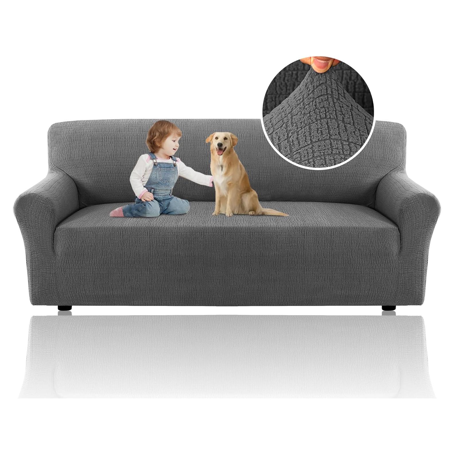 H.VERSAILTEX Funda de Sofá Jacquard Elástica 1 Pieza Gris