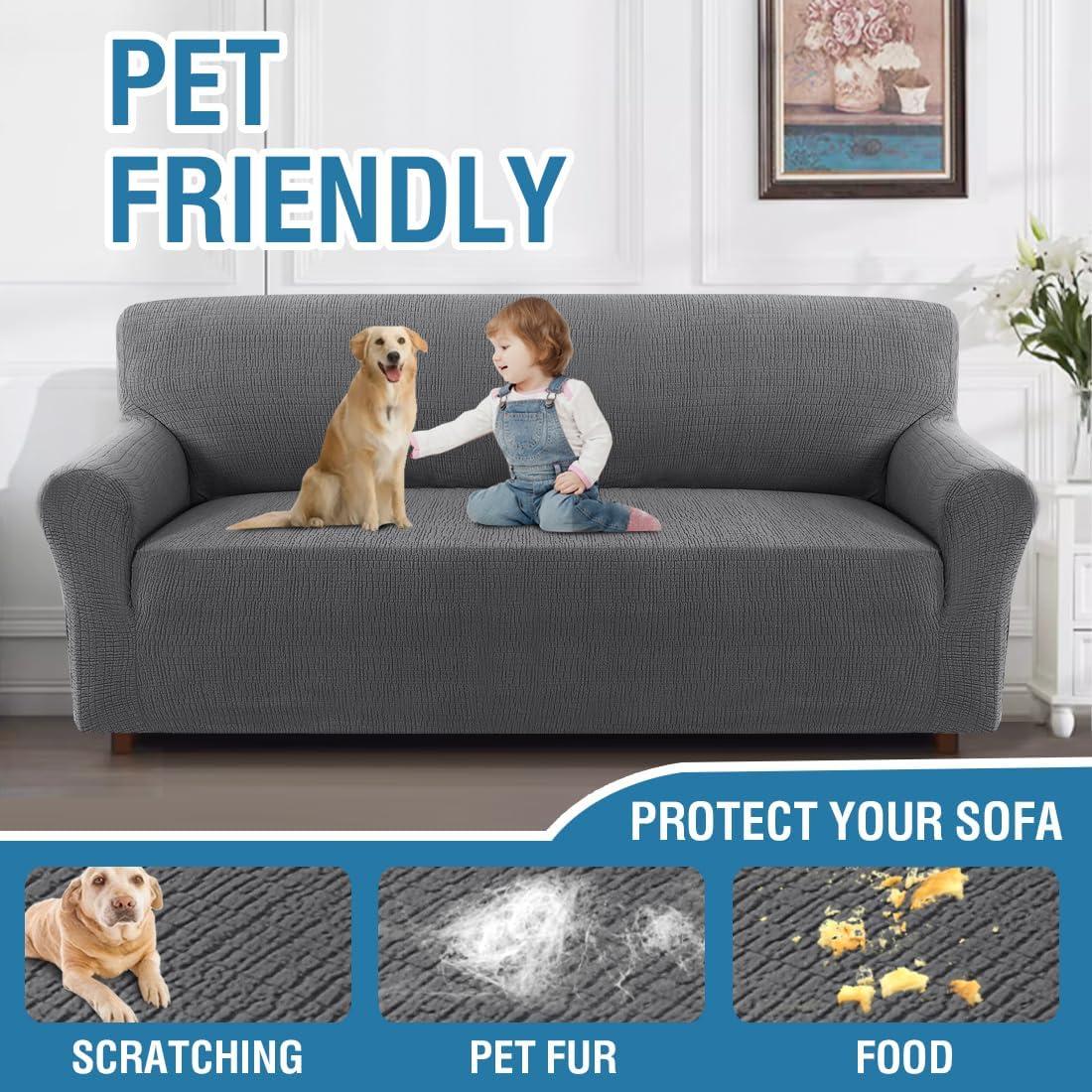 H.VERSAILTEX Funda de Sofá Jacquard Elástica 1 Pieza Gris