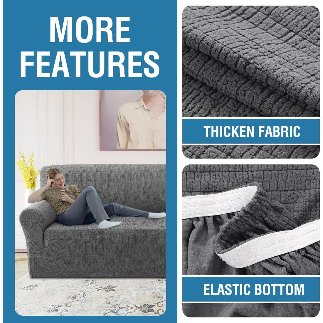 H.VERSAILTEX Funda de Sofá Jacquard Elástica 1 Pieza Gris