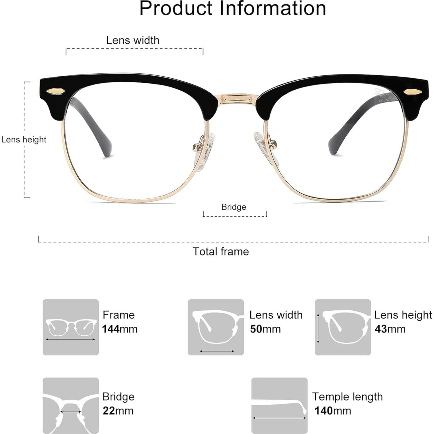 Gafas Retro SOJOS SJ5018 Bloqueo Luz Azul Marco Negro