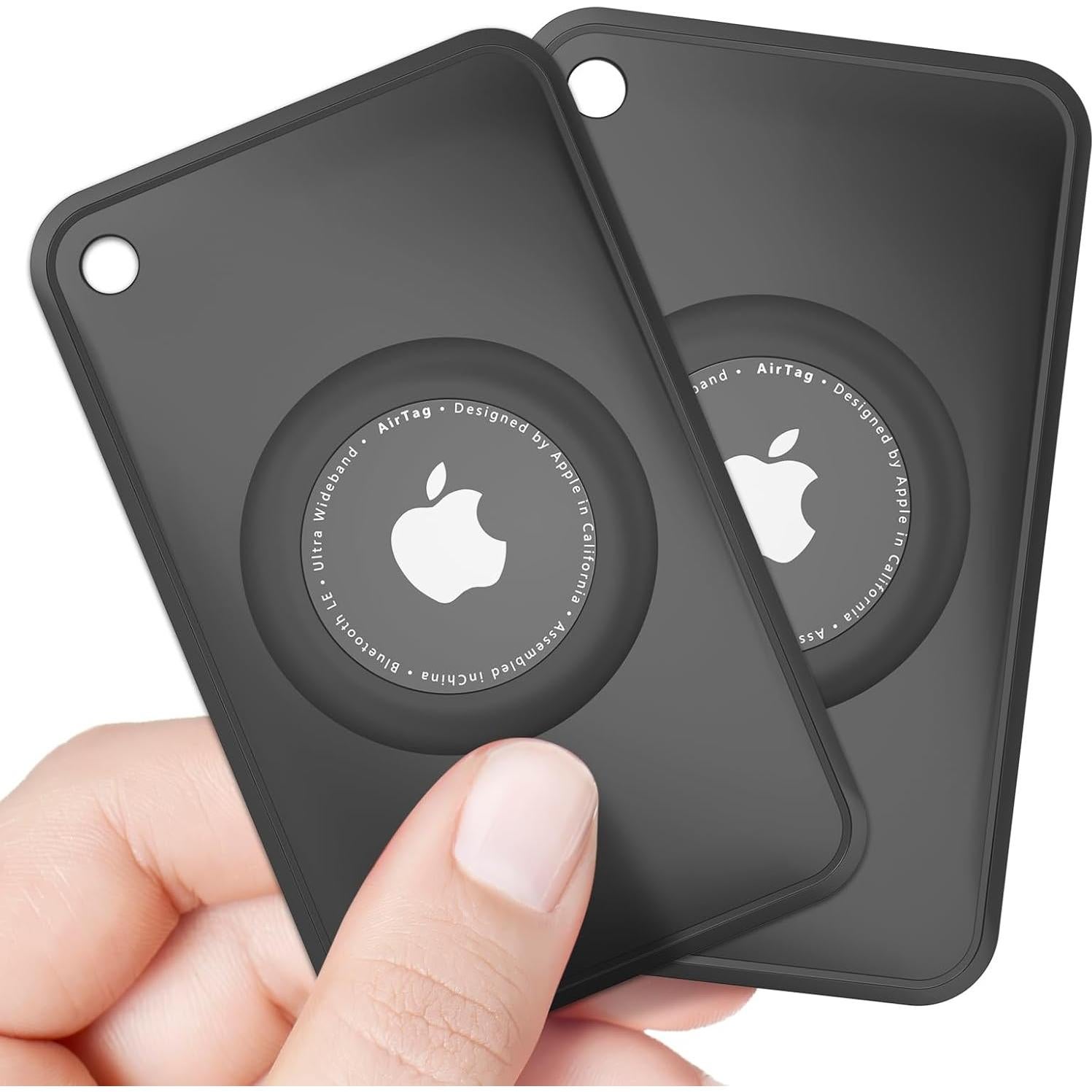 Meliya for Airtag Wallet Holder 2 Pack, Ultra Thin Card Case for Apple Airtag for Purse, Handbag, Backpack Wallet, Clutch, Wristlet, Pocket (Black+Black)