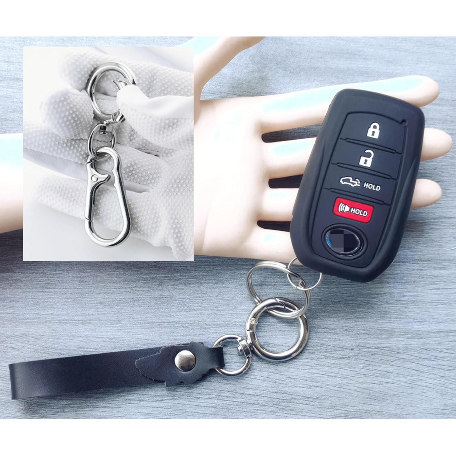 2Pcs 4 Buttons Silicone Smart Key Fob Cover for 2019-2022 2023 2024 2025 Toyota Prius Land Cruiser Venza RAV4 Prime Hilux Tundra Corolla Crown Highlander BZ4X (Black)