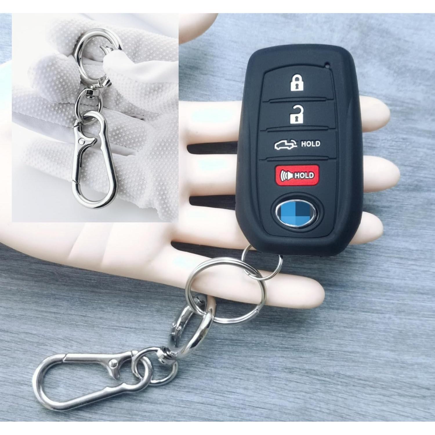 2Pcs 4 Buttons Silicone Smart Key Fob Cover for 2019-2022 2023 2024 2025 Toyota Prius Land Cruiser Venza RAV4 Prime Hilux Tundra Corolla Crown Highlander BZ4X (Black)