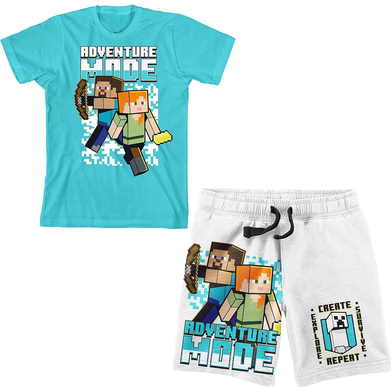 Conjunto de camiseta y pantalones cortos Minecraft Aventura Niños