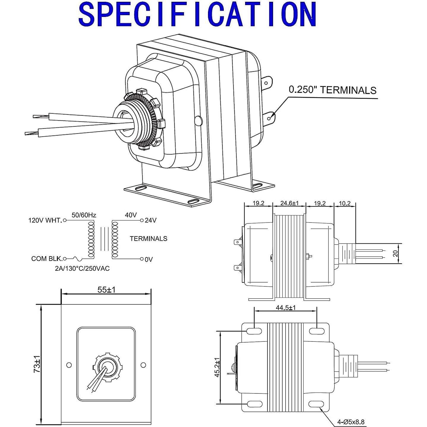 Transformador Bojack 24V 40VA para Termostatos y Timbres