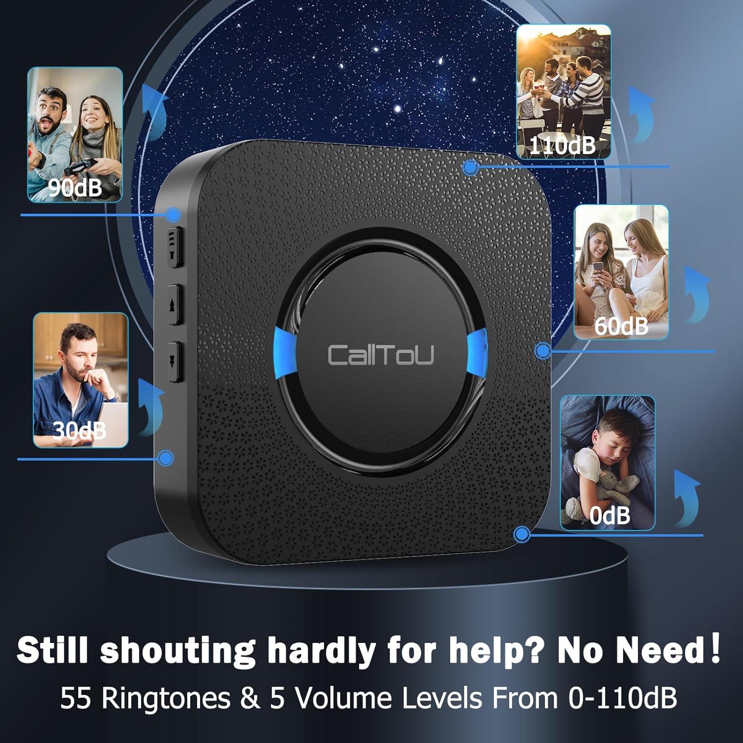 Botón de Alerta Inalámbrico CallToU para Ancianos 1 Receptor 1 Transmisor