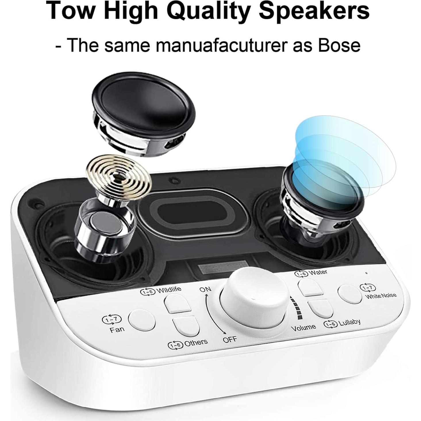 Máquina de Sonido Blanco Magicteam - 38 Sonidos, Altavoces Dobles