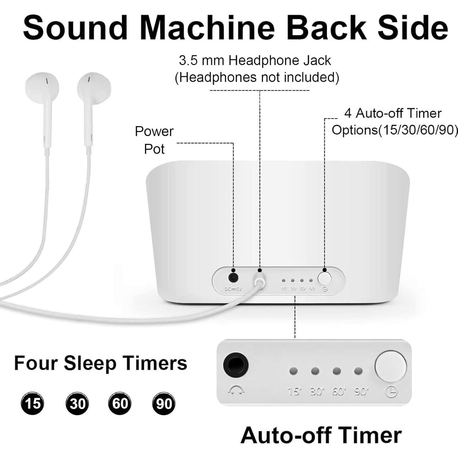 Máquina de Sonido Blanco Magicteam - 38 Sonidos, Altavoces Dobles