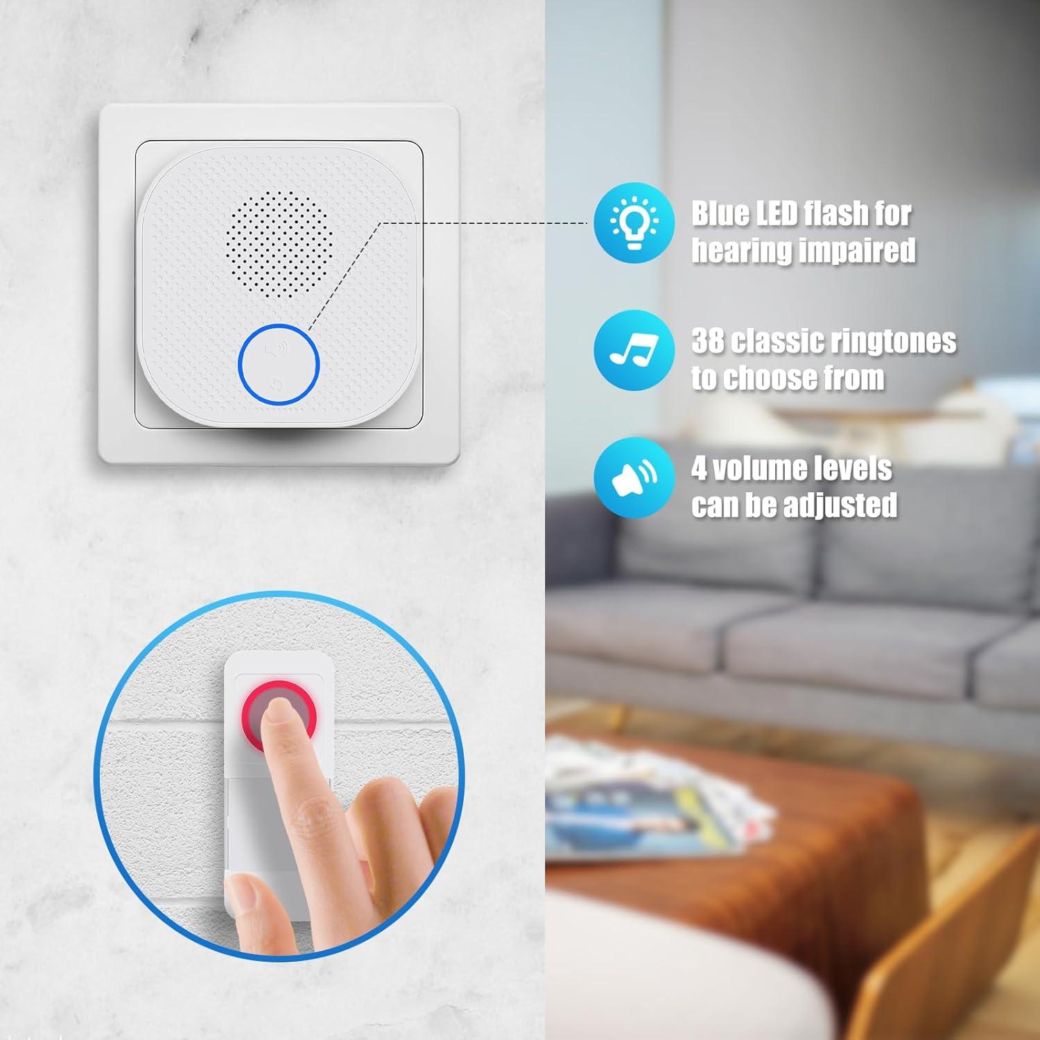 Timbre Inalámbrico SURNICE 1000 Pies 38 Melodías Impermeable