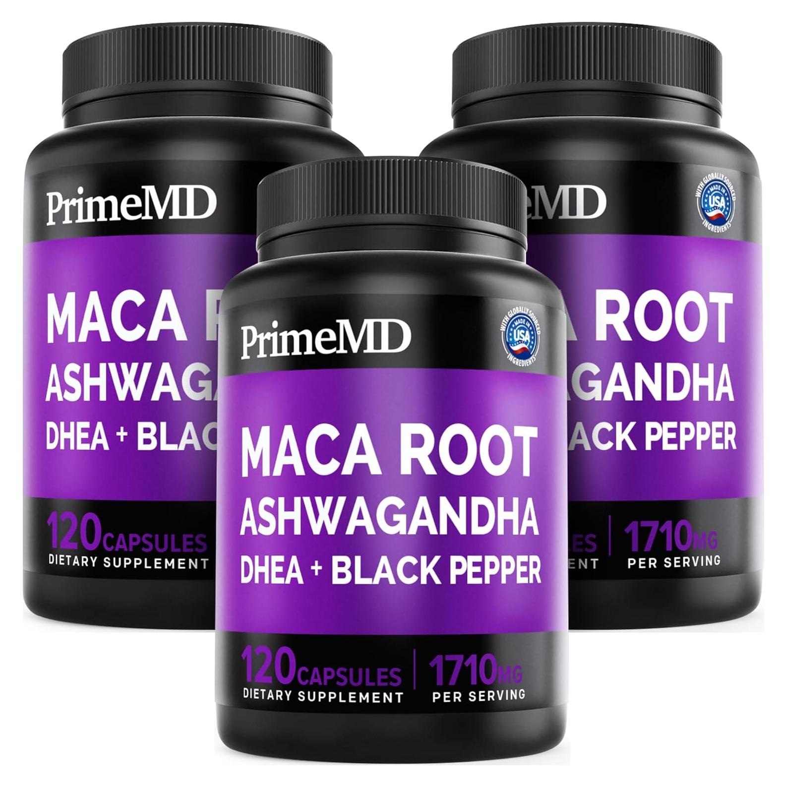 Cápsulas de Maca Orgánica 1710mg PrimeMD - 120ct (Paquete de 3)