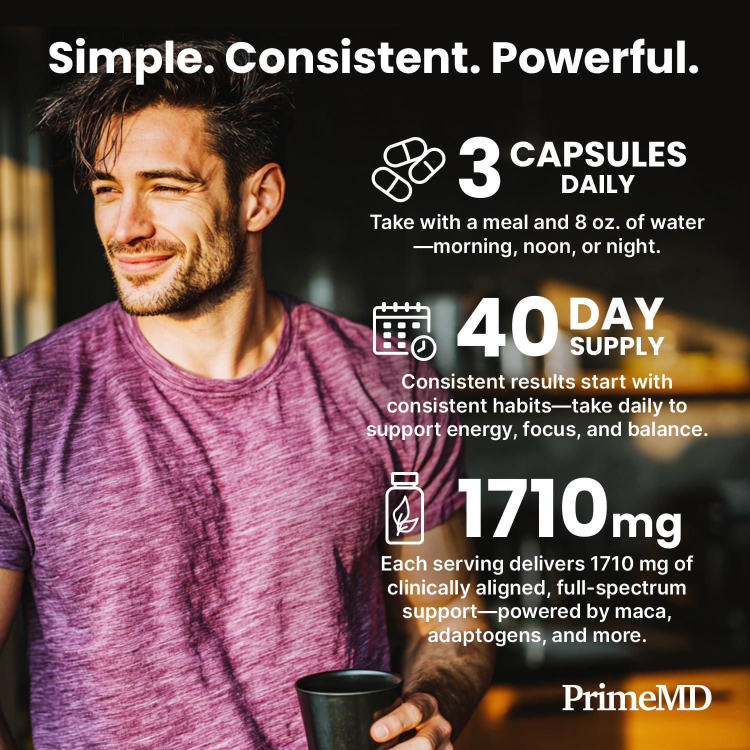 Cápsulas de Maca Orgánica 1710mg PrimeMD - 120ct (Paquete de 3)