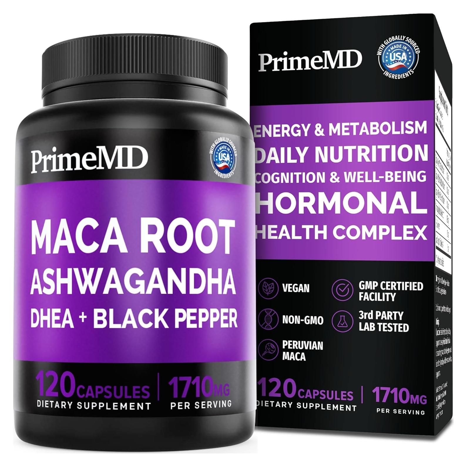 Cápsulas de Maca Negra Orgánica 1710mg PrimeMD - 120 Unidades